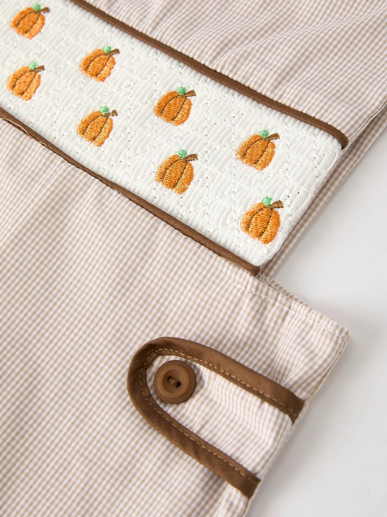 Seasonal Pumpkin Smock Embroidered Romper for Baby Boys Fall Fashion Rylee Faith Designs