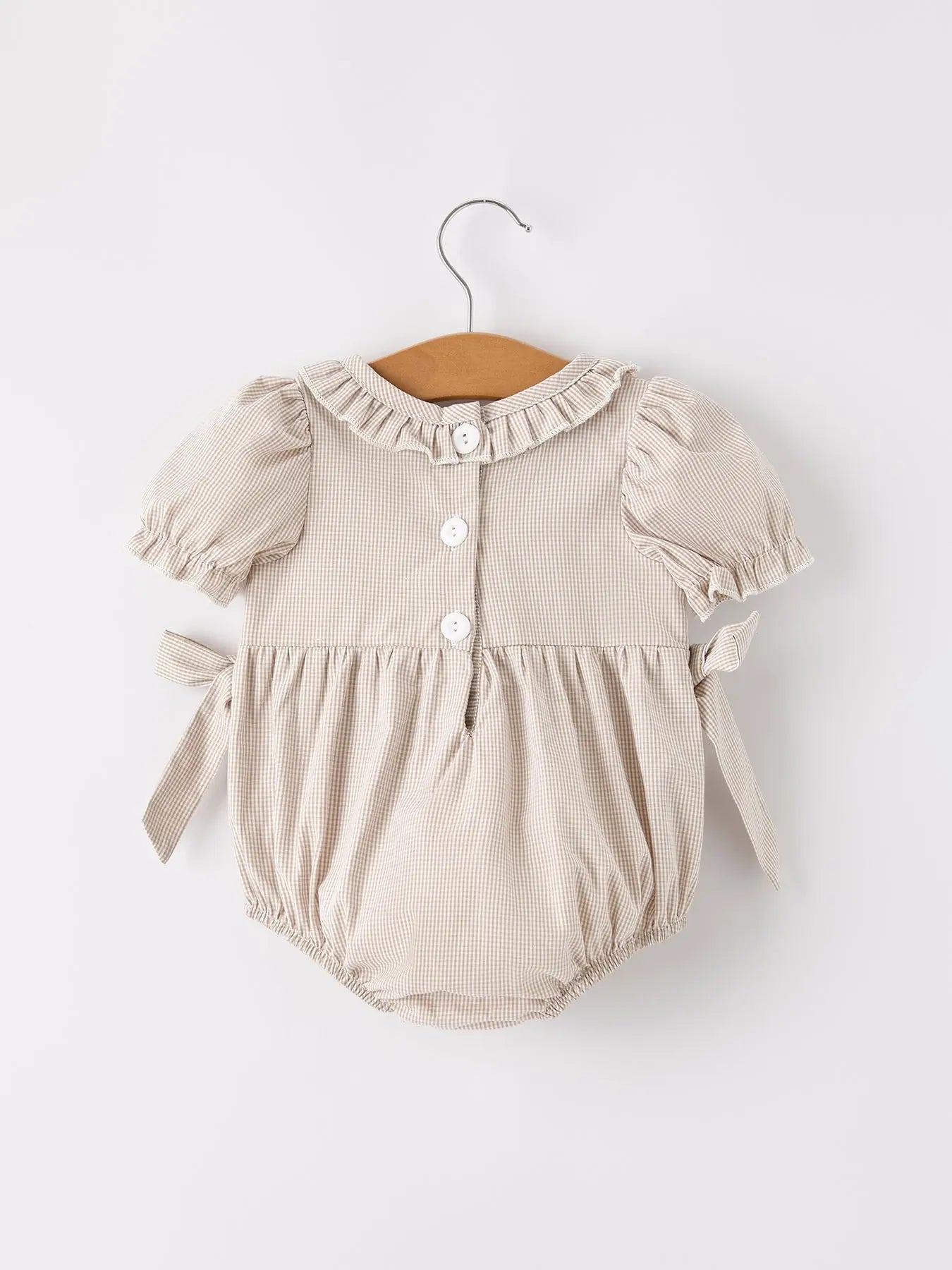 Rylee Faith Designs Charming Plaid Baby Girl Romper with Pumpkin Embroidery for Fall Festivities - Apparel & Accessories > Clothing > Baby & Toddler Clothing > Baby One-Pieces Romper