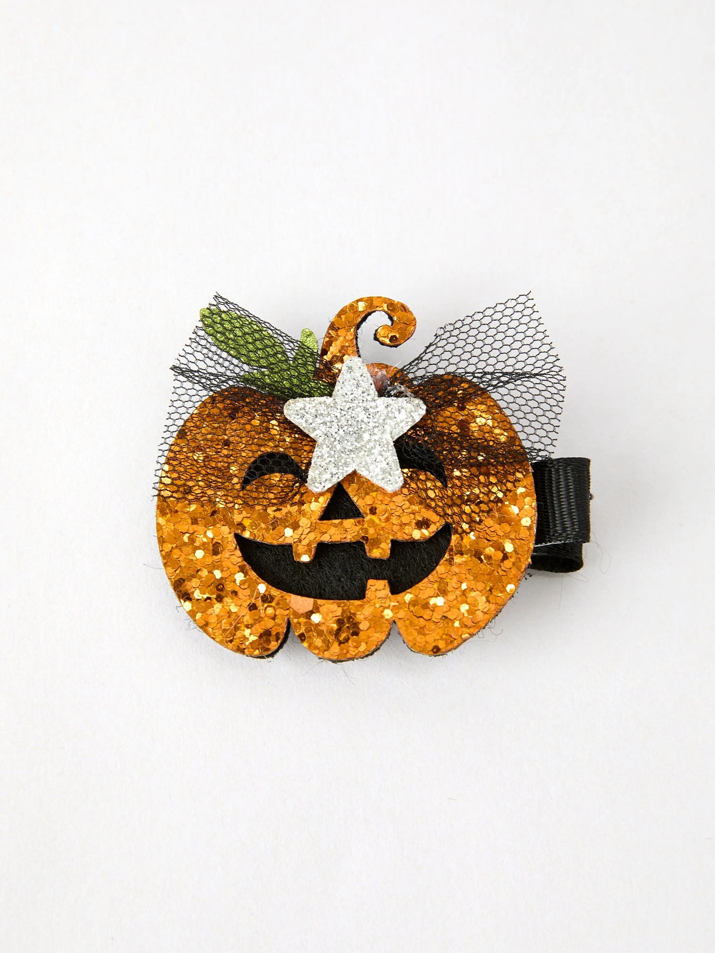 Sparkling Pumpkin Hair Clip with Dazzling Design for Halloween Celebrations Rylee Faith Designs