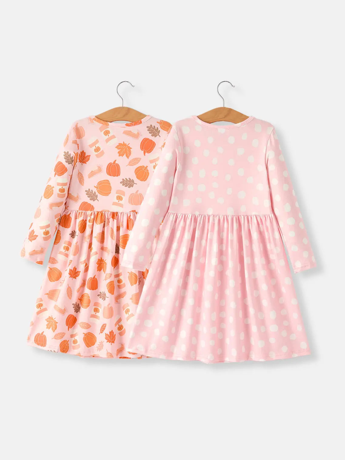 Fall Thanksgiving and Halloween Pumpkin Maple Leaf Drink Print Two Piece Dress Rylee Faith Designs