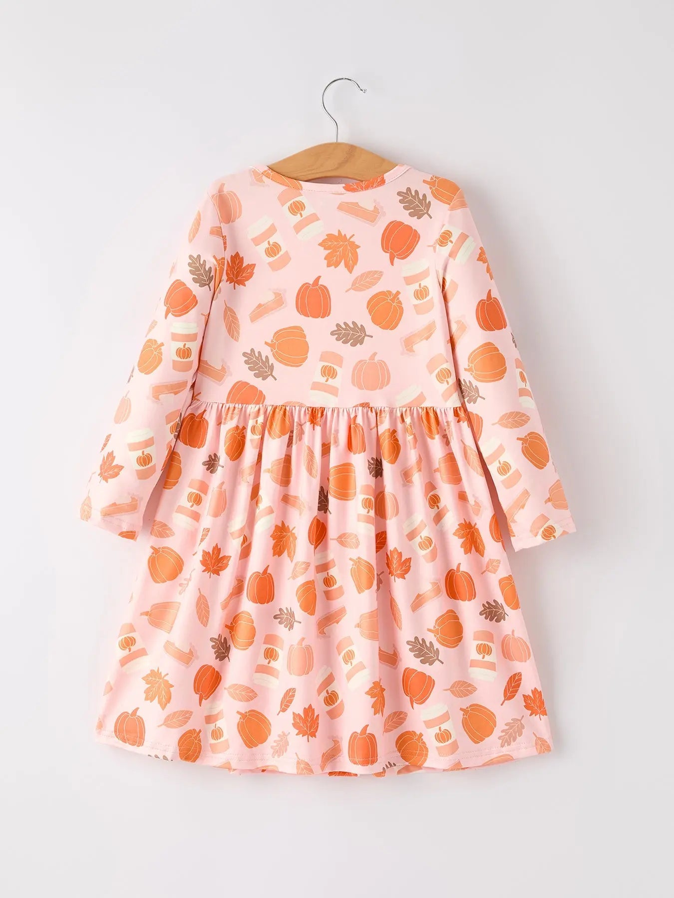 Fall Thanksgiving and Halloween Pumpkin Maple Leaf Drink Print Two Piece Dress Rylee Faith Designs
