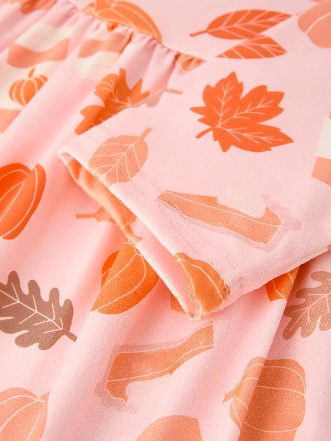 Fall Thanksgiving and Halloween Pumpkin Maple Leaf Drink Print Two Piece Dress Rylee Faith Designs