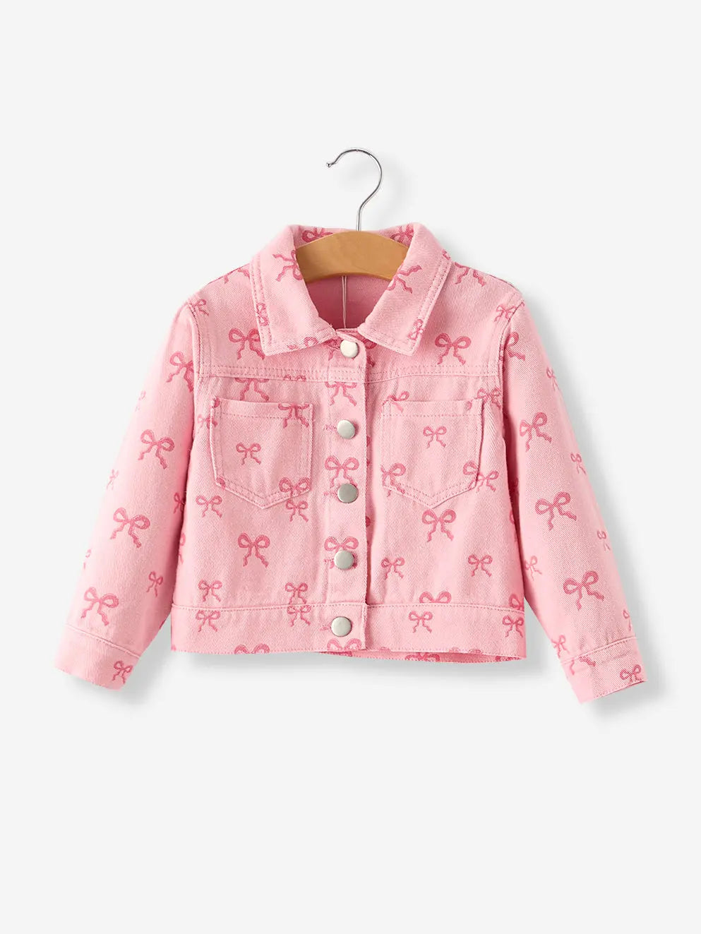 Charming Pink Butterfly Print Denim Top for Stylish Fall Girls Rylee Faith Designs