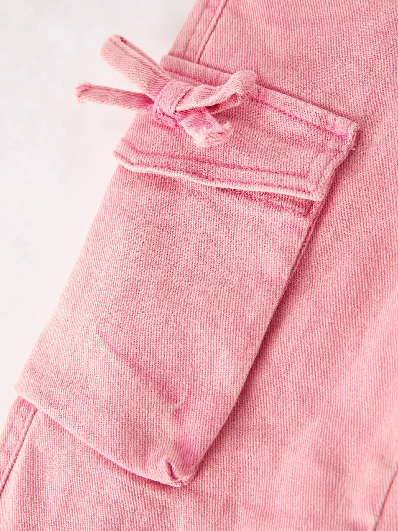 Pink Wide Leg Denim Pants With Pockets Rylee Faith Designs