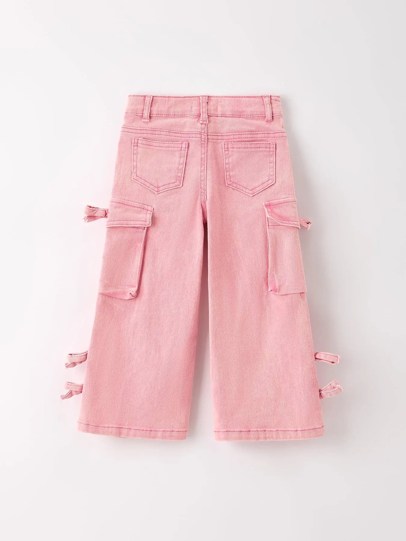 Pink Wide Leg Denim Pants With Pockets Rylee Faith Designs
