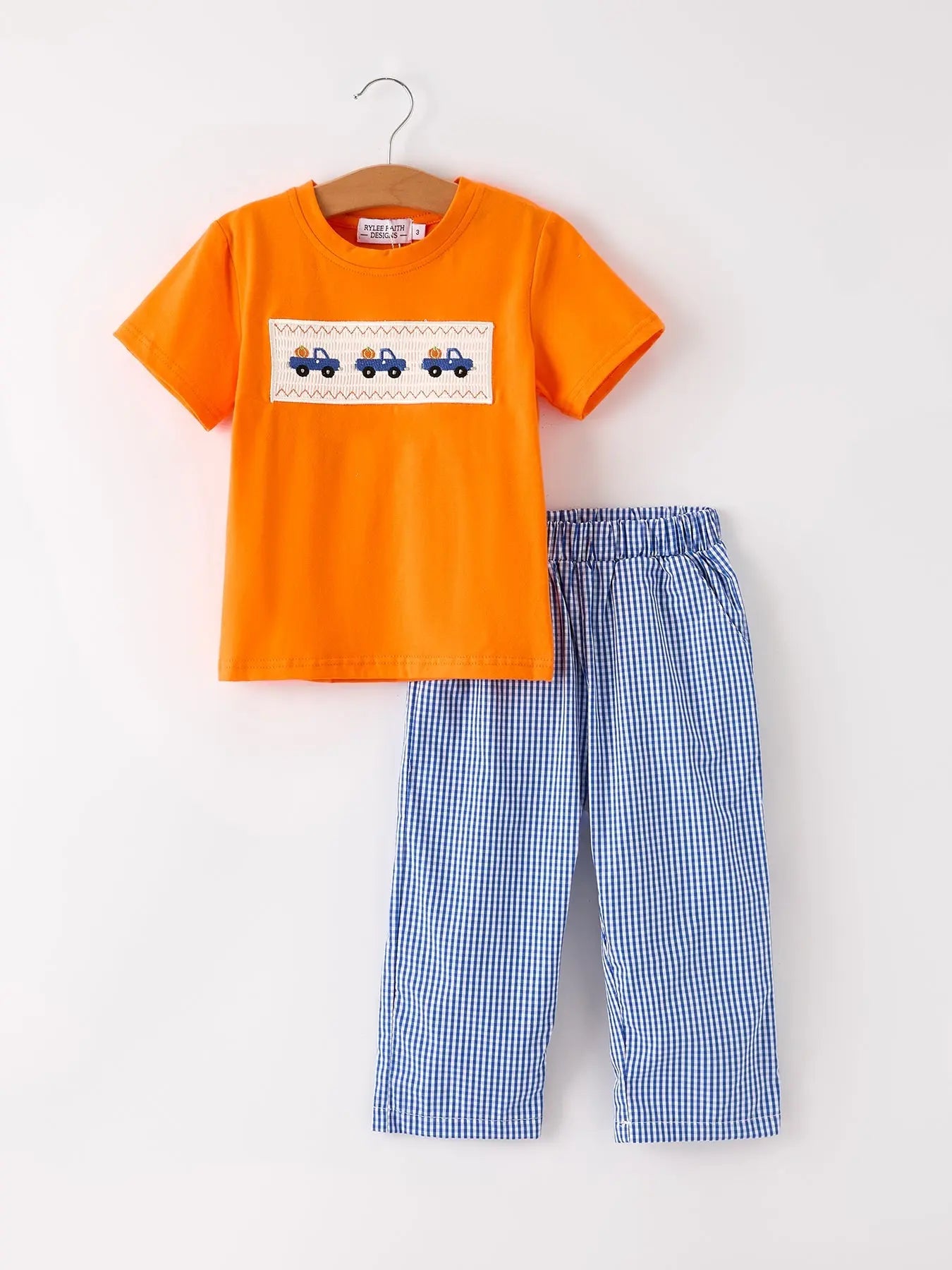 Fall Thanksgiving And Halloween Truck Smock Embroidery Baby Boy Set Rylee Faith Designs