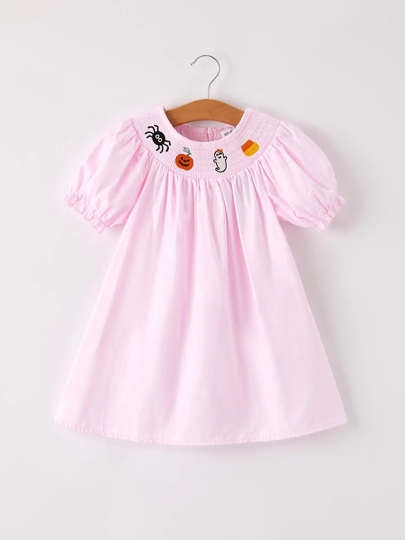 Fall Halloween Pink Spider Pumpkin Ghost Smock Embroidery Girl Dress Rylee Faith Designs