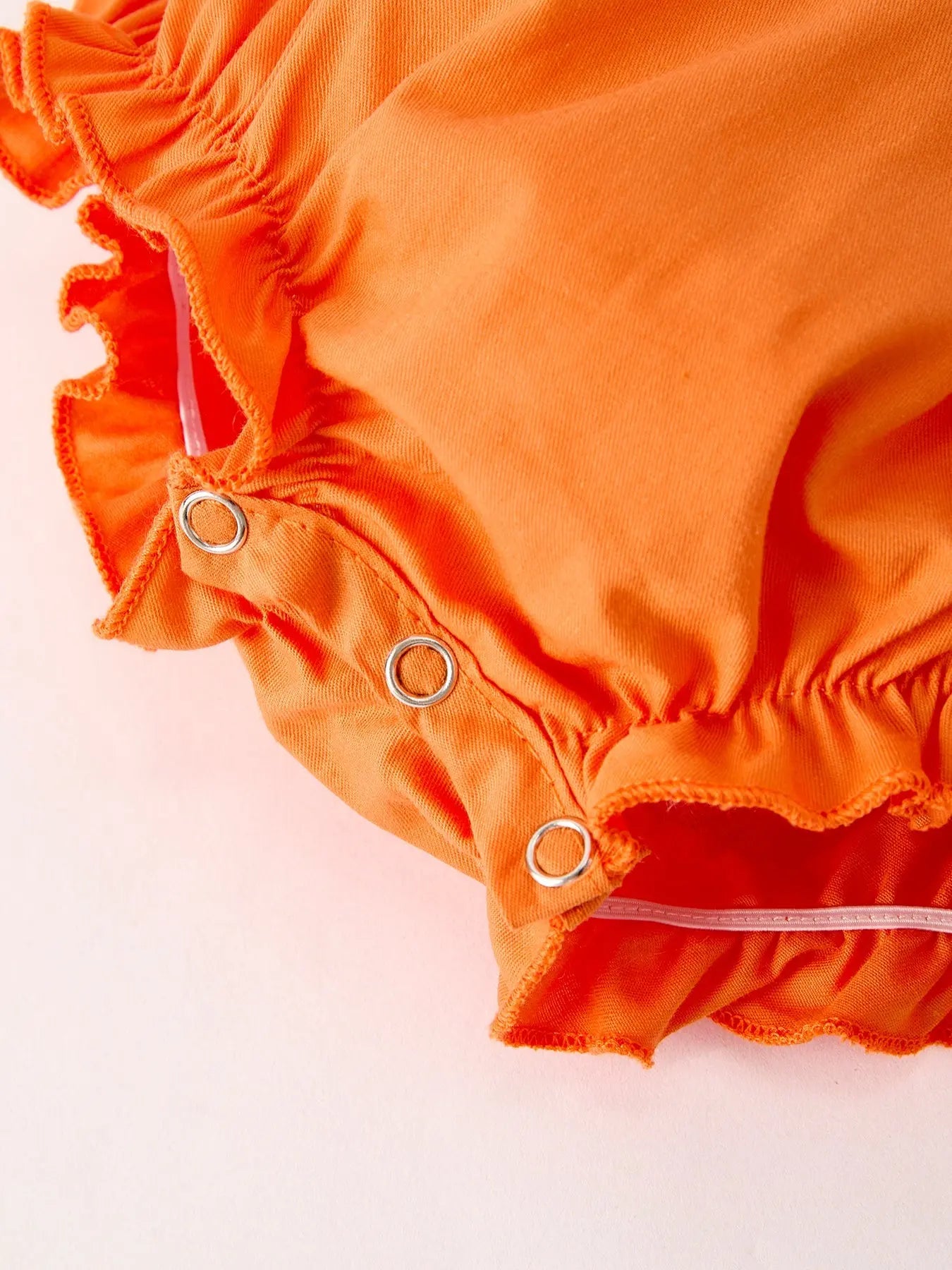 Fall Thanksgiving and Halloween Orange Pumpkin Smock Embroidery Lace Baby Girl Romper Rylee Faith Designs