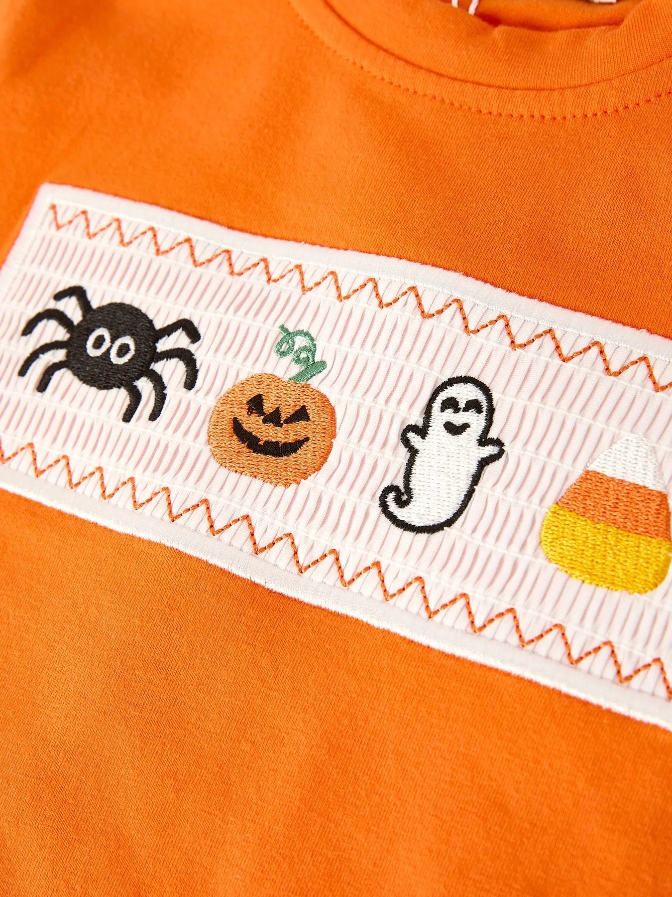 Fall Halloween Orange Pumpkin Ghost Spider Smock Embroidery Boy Set Rylee Faith Designs