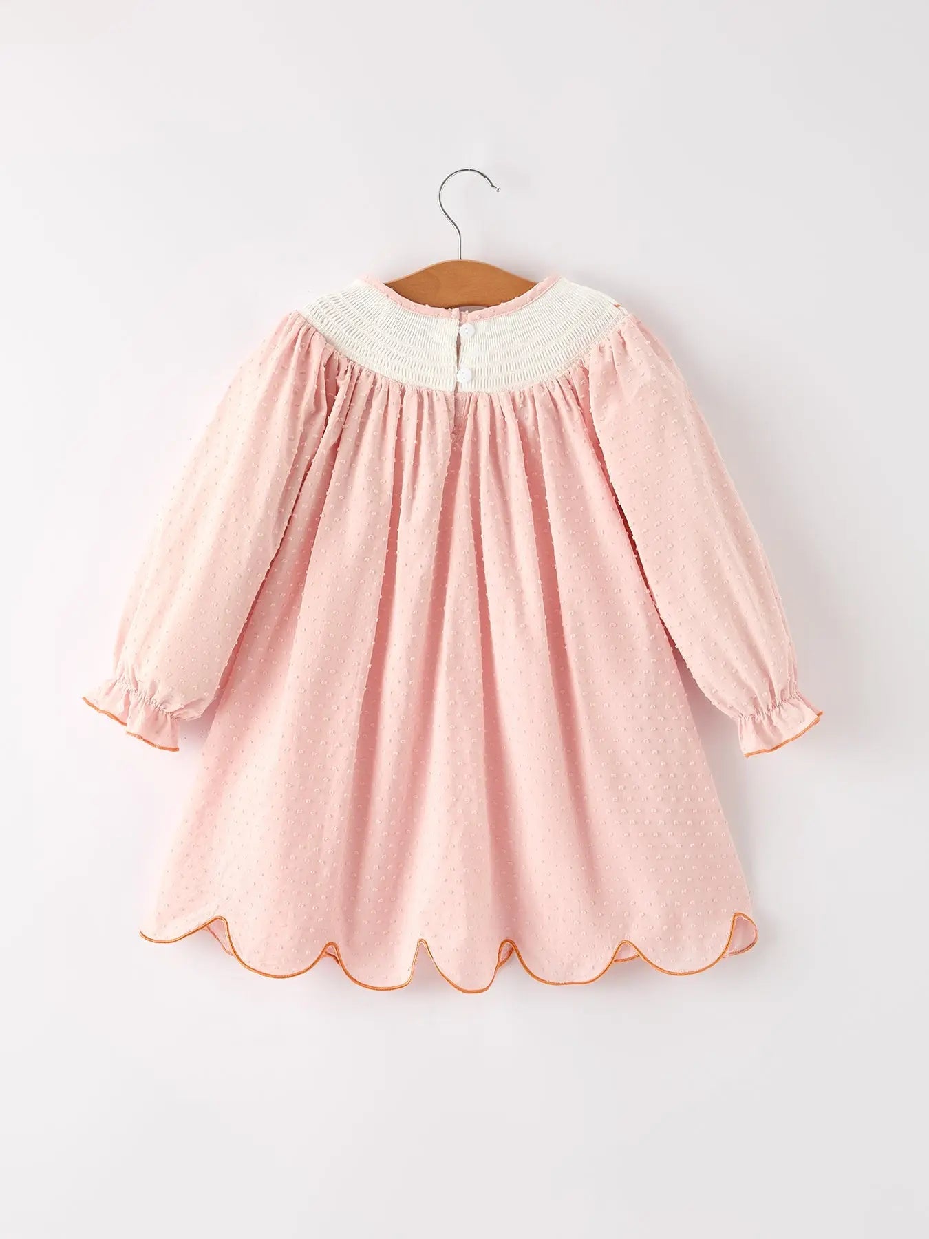 Fall Thanksgiving and Halloween Chicken Pumpkin Smock Embroidery Baby Girl Dress Rylee Faith Designs