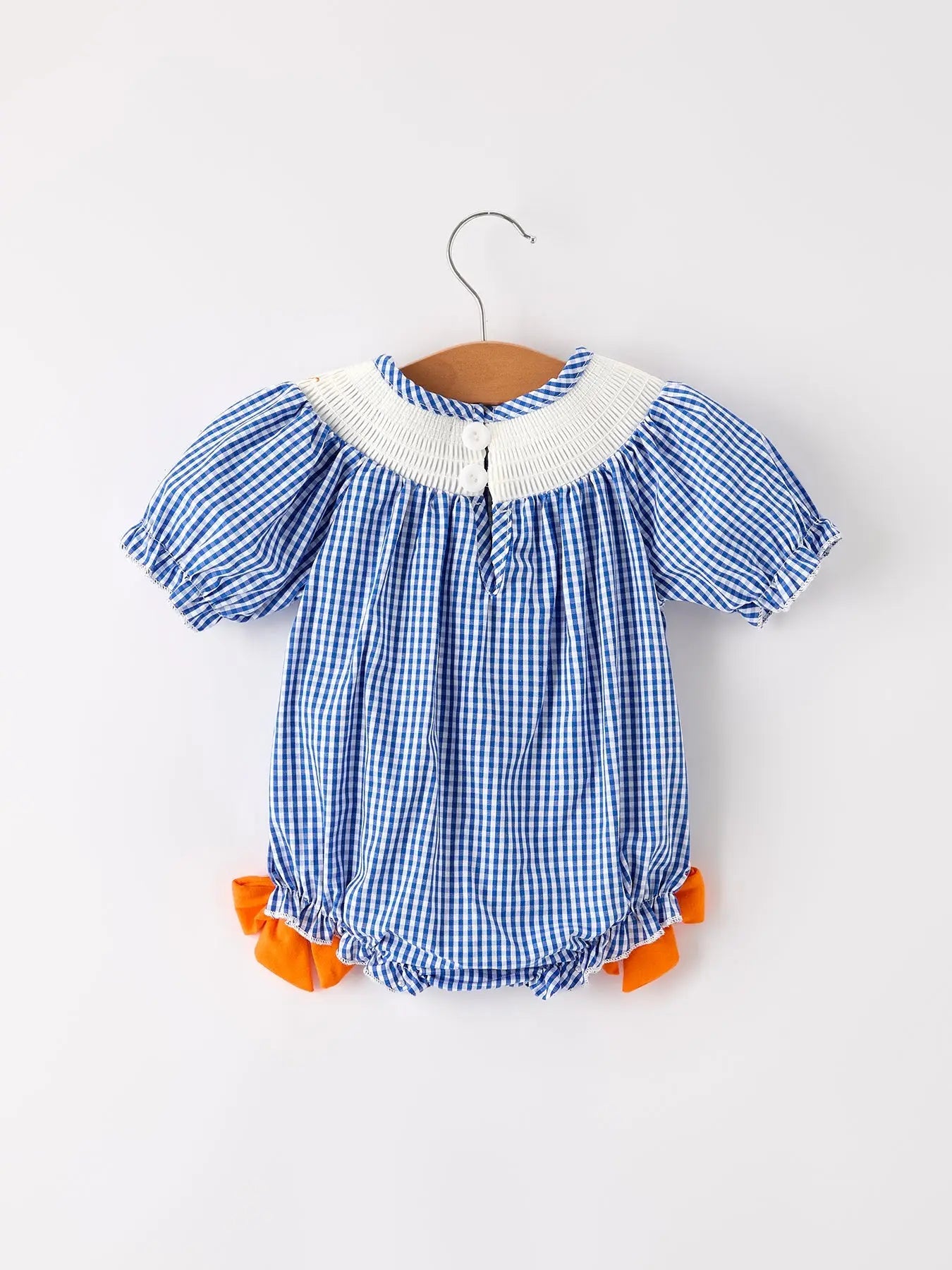 Fall Thanksgiving and Halloween Truck Smock Embroidery Baby Girl Romper Rylee Faith Designs