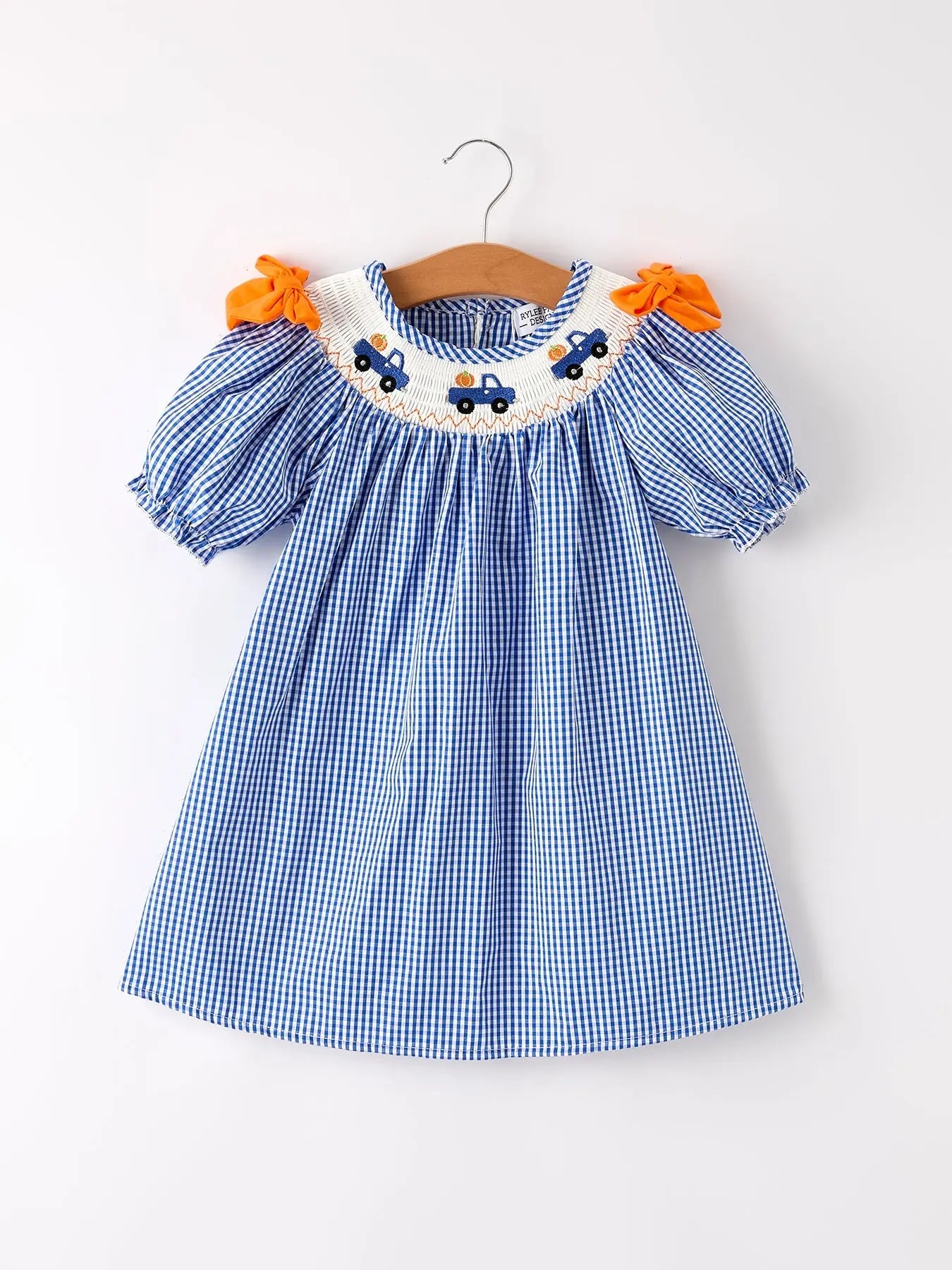 Fall Thanksgiving And Halloween Truck Smock Embroidery Baby Girl Dress Rylee Faith Designs