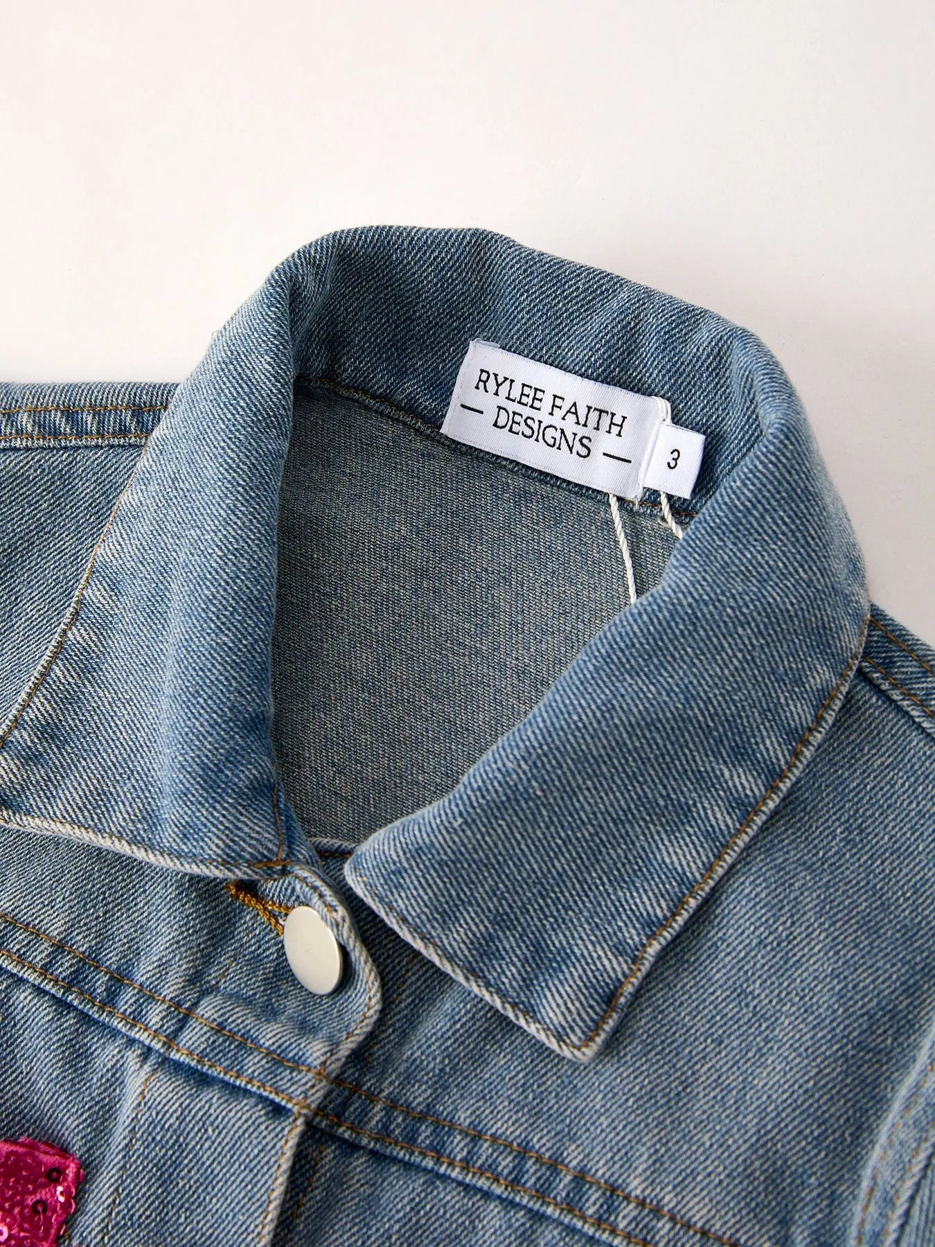 Girls Autumn Denim Sequined Jacket Top for Stylish Fall Fashion Rylee Faith Designs