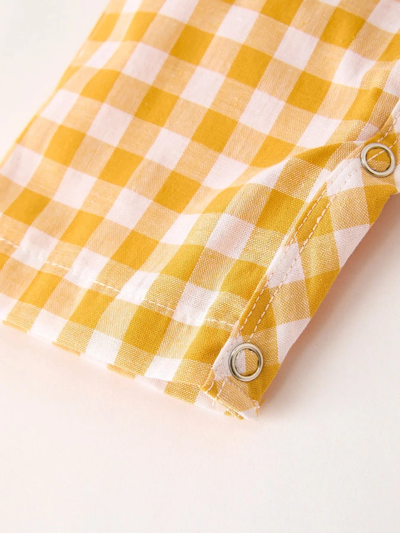 Autumn Thanksgiving Yellow Plaid Turkey Pumpkin Embroidery Smock Boys Romper Rylee Faith Designs