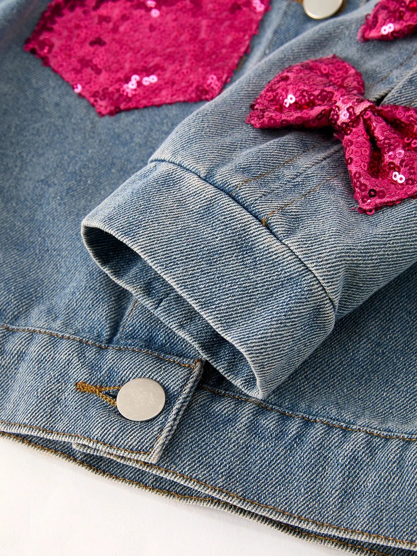 Girls Autumn Denim Sequined Jacket Top for Stylish Fall Fashion Rylee Faith Designs