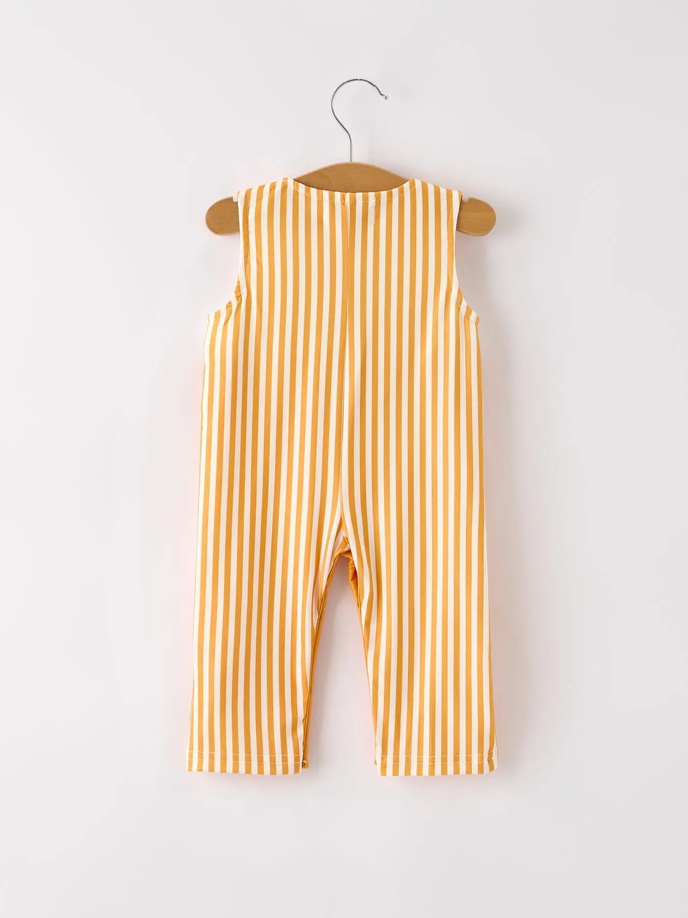 Fall Thanksgiving Chicken Smock Embroidered Orange Stripes Boys Romper Rylee Faith Designs