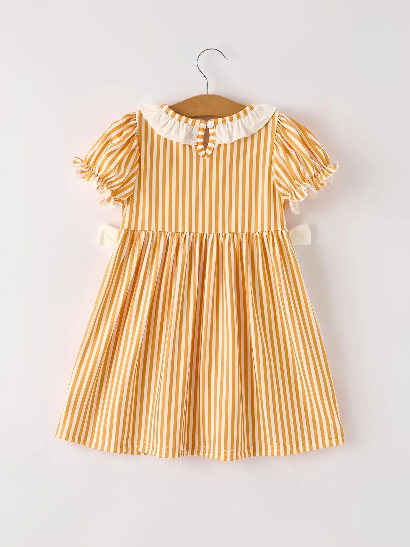 Fall Thanksgiving Orange Pumpkin Smock Embroidery Baby Girl Dress Rylee Faith Designs