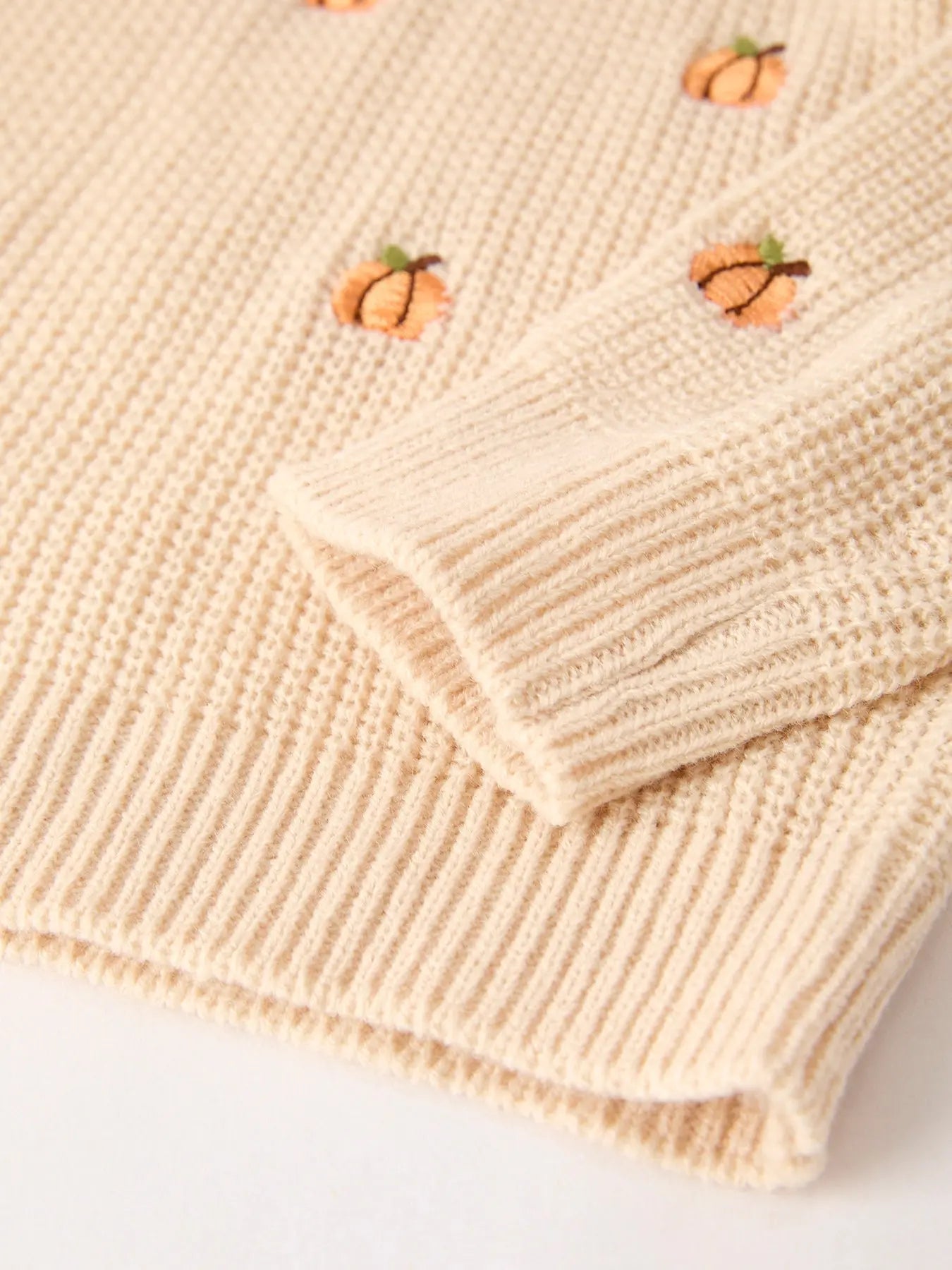 Fall Halloween and Thanksgiving Girls Pumpkin Embroidered Sweater and Bell Bottom Pants Set Rylee Faith Designs