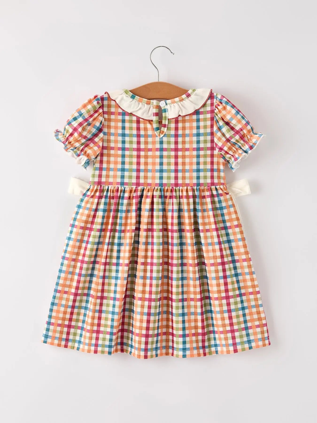 Fall Thanksgiving Color Plaid Chick Embroidery Smocking Girls Dress Rylee Faith Designs