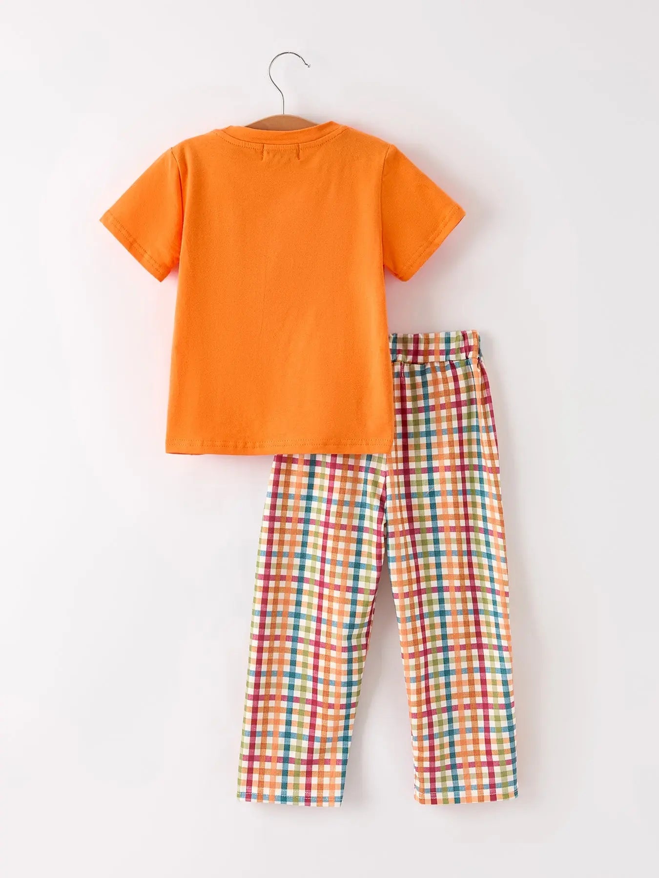 Fall Thanksgiving Color Plaid Chick Embroidery Smocking Boys Set Rylee Faith Designs