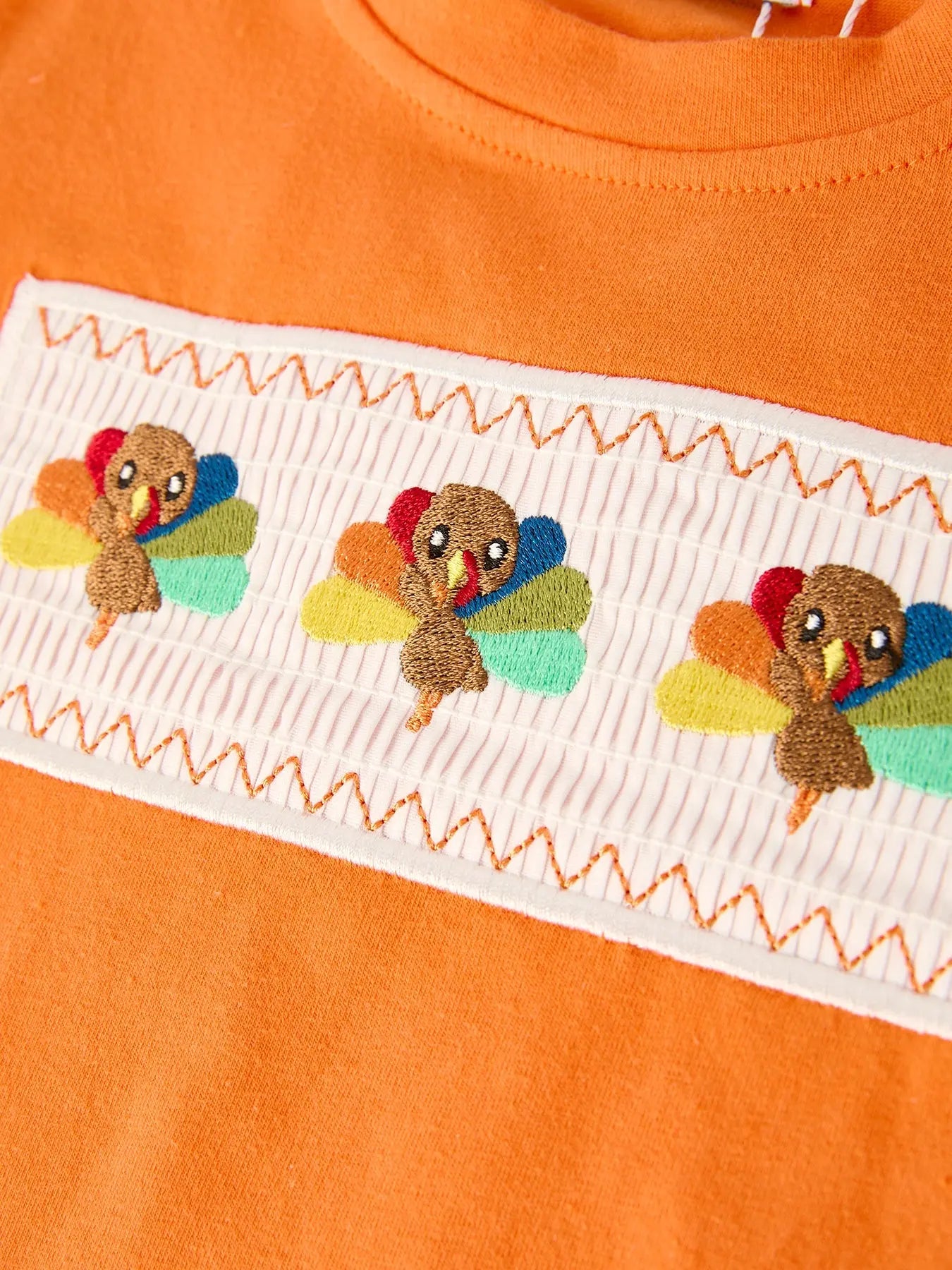 Fall Thanksgiving Color Plaid Chick Embroidery Smocking Boys Set Rylee Faith Designs
