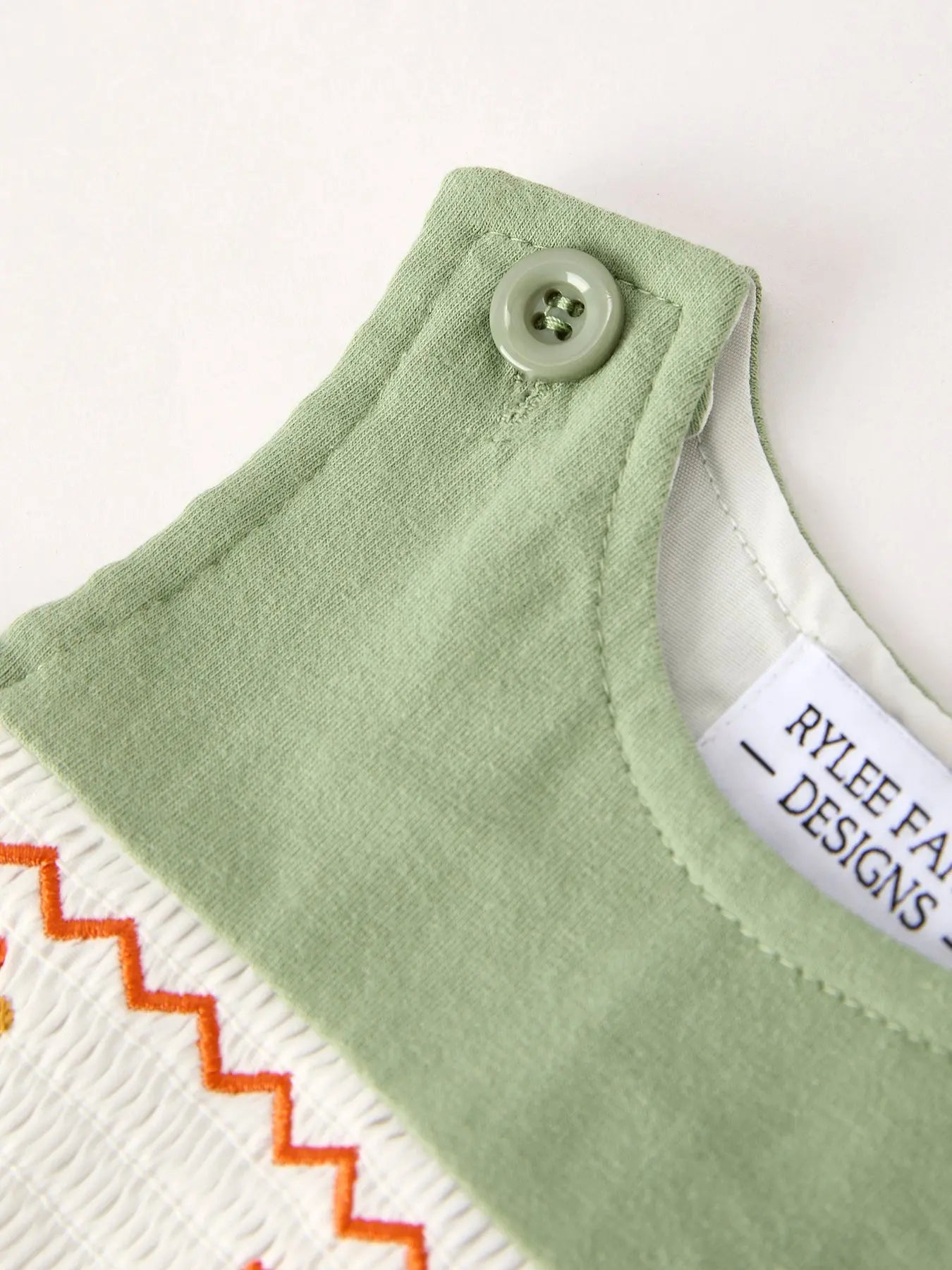 Fall Thanksgiving Chicken Smock Embroidered Green Boys Romper Rylee Faith Designs