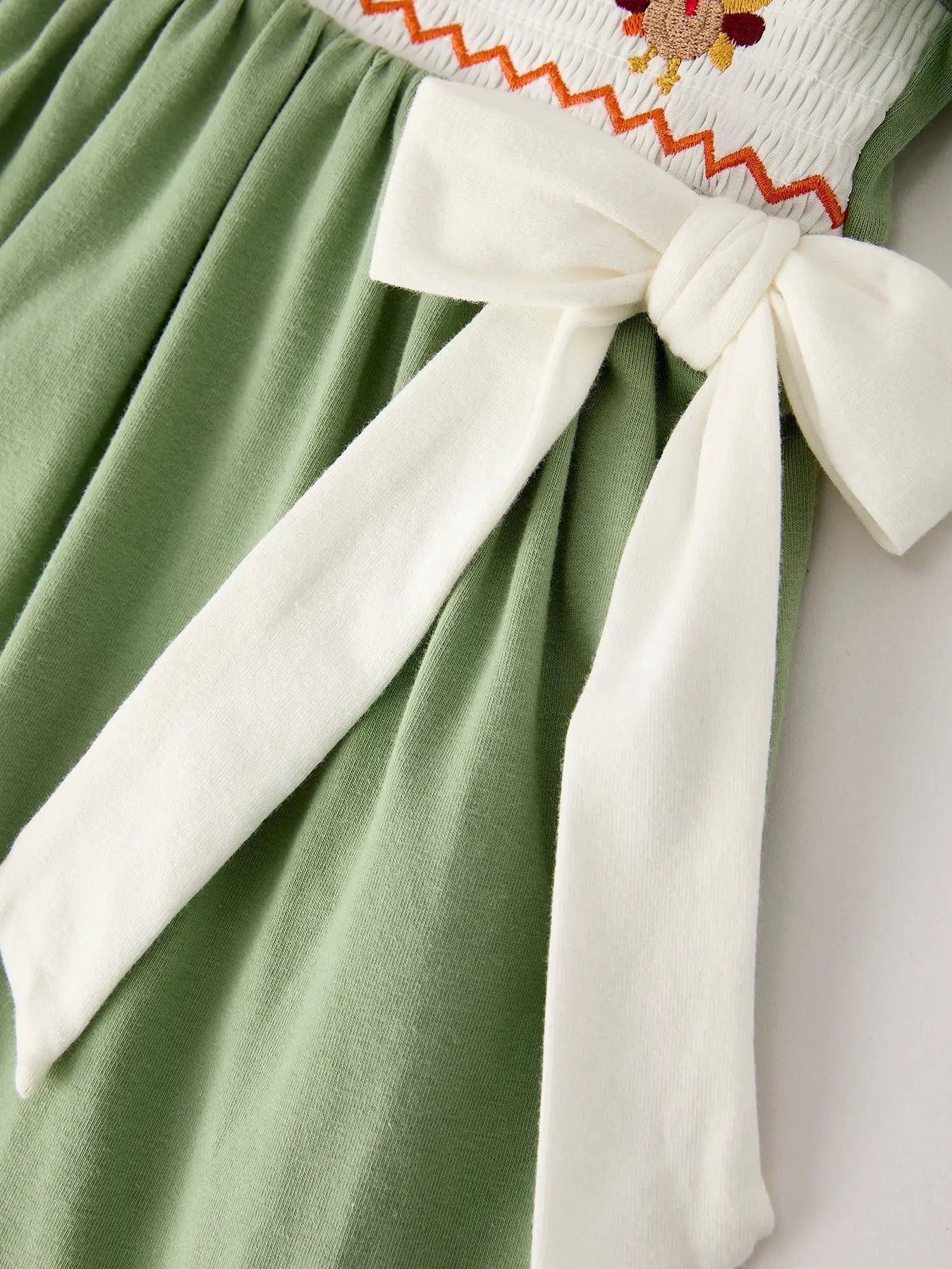 Fall Thanksgiving Chicken Smock Embroidered Green Baby Girl Dress Rylee Faith Designs