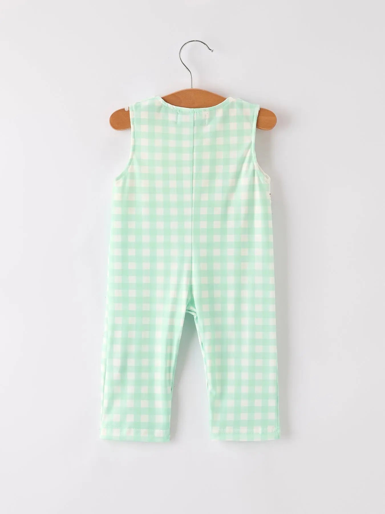 Fall Thanksgiving Green Chicken Smock Embroidered Plaid Baby Boys Romper Rylee Faith Designs