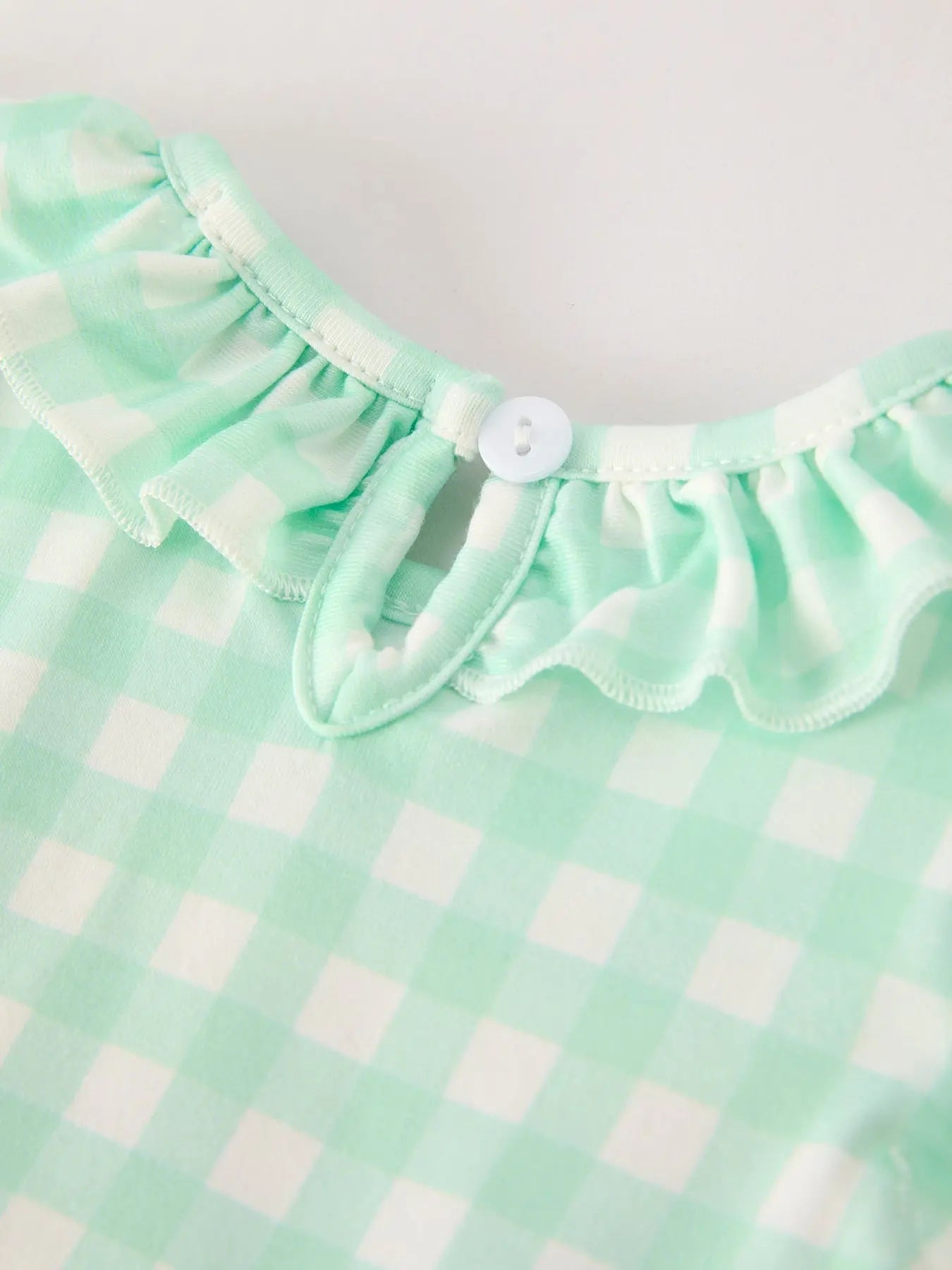 Fall Thanksgiving Green Chicken Smock Embroidered Plaid Baby Girls Romper Rylee Faith Designs