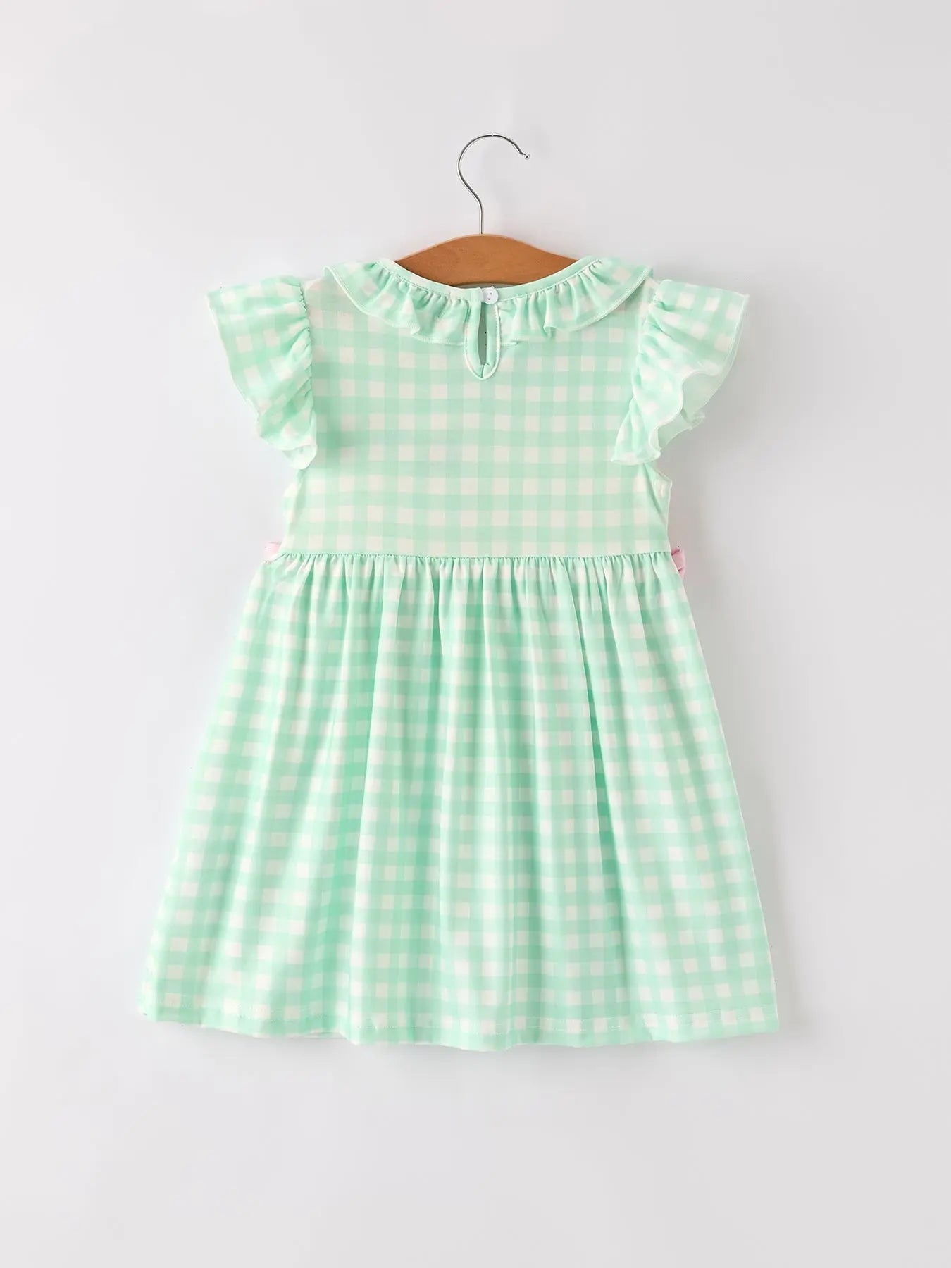 Fall Thanksgiving Green Chicken Smock Embroidered Plaid Girls Dress Rylee Faith Designs