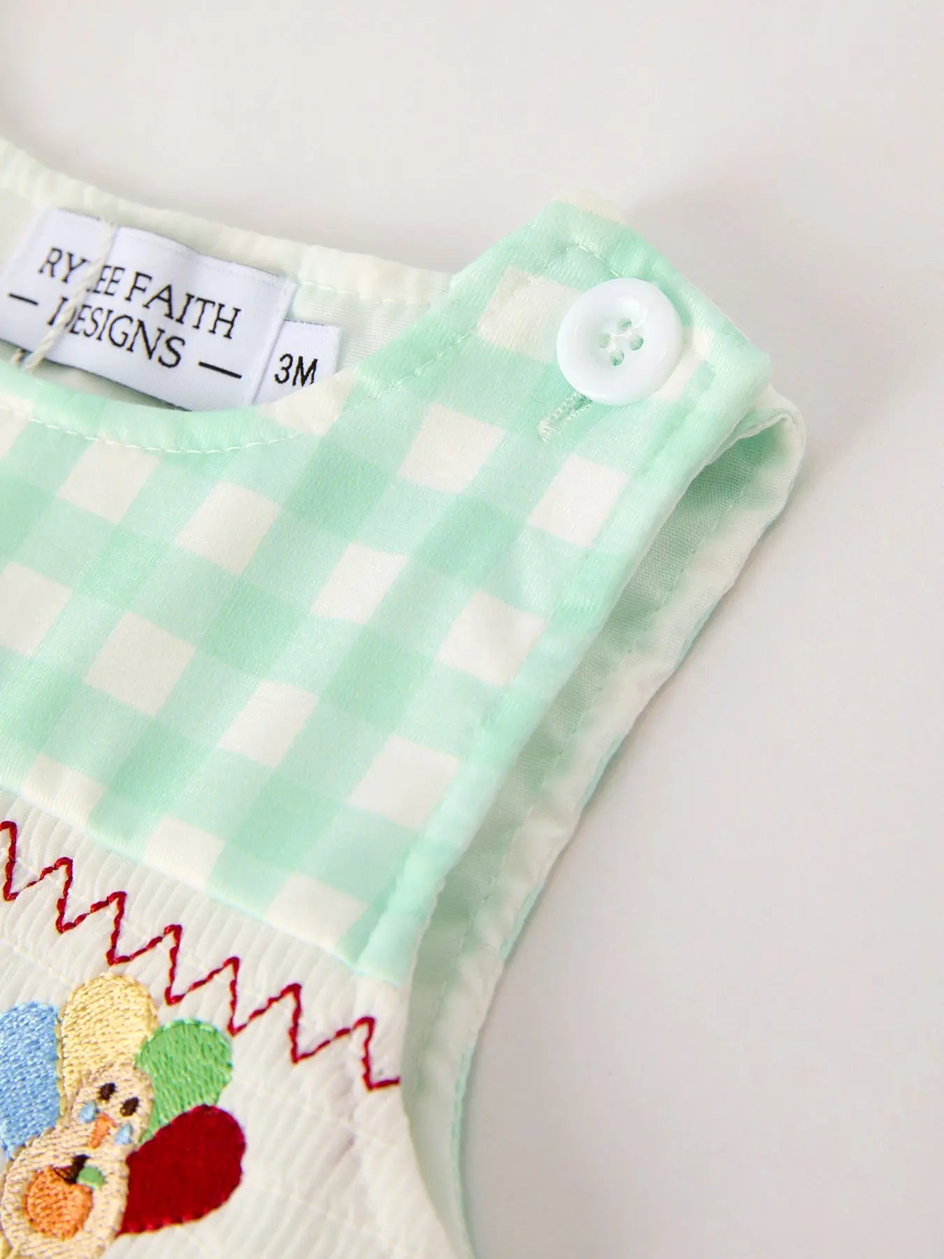 Fall Thanksgiving Green Chicken Smock Embroidered Plaid Baby Boys Romper Rylee Faith Designs