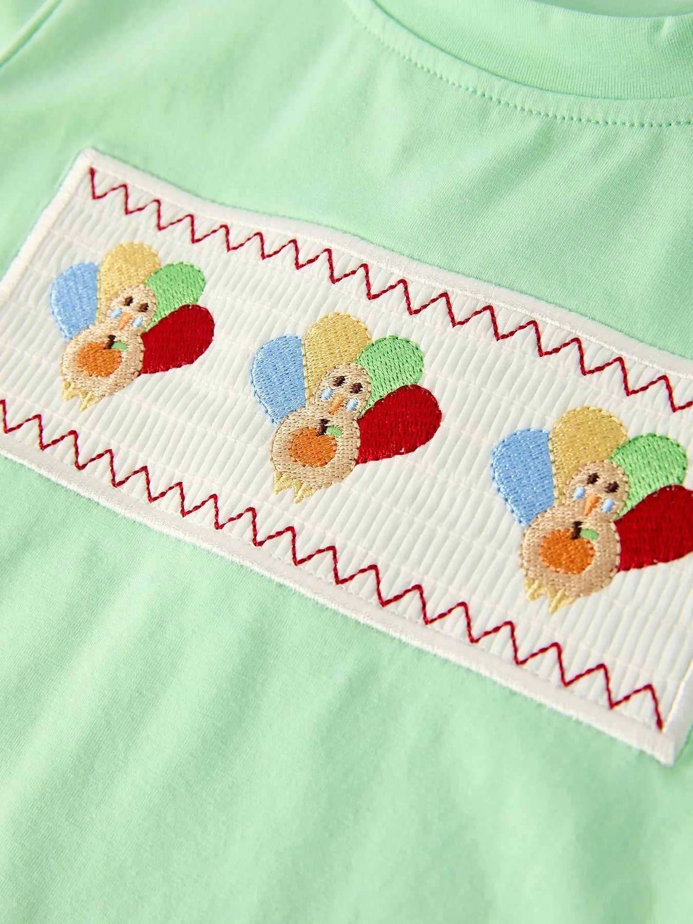Fall Thanksgiving Green Chicken Smock Embroidered Plaid Boys Set Rylee Faith Designs