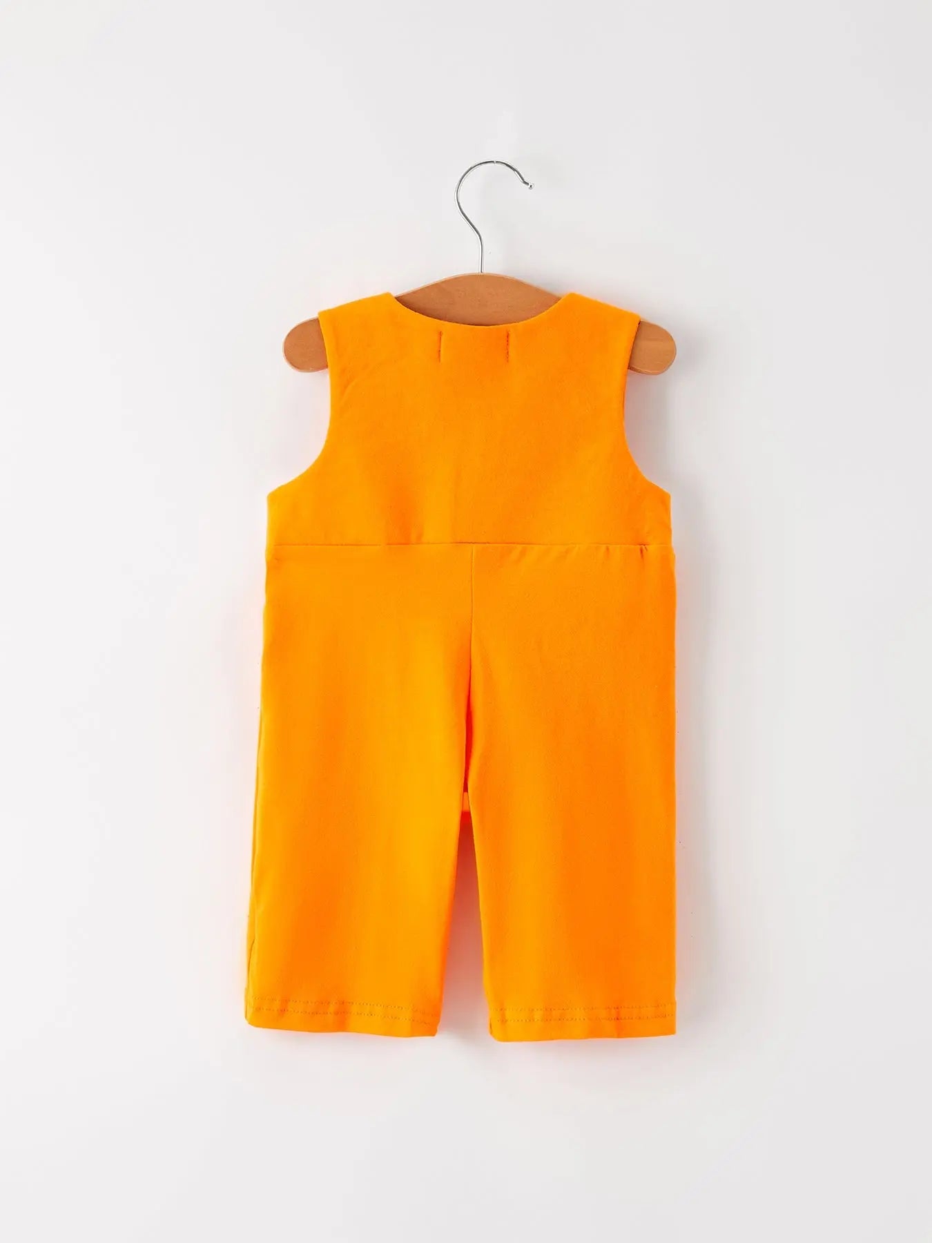 Fall Halloween Orange Embroidery Smocking Baby Boys Romper Rylee Faith Designs