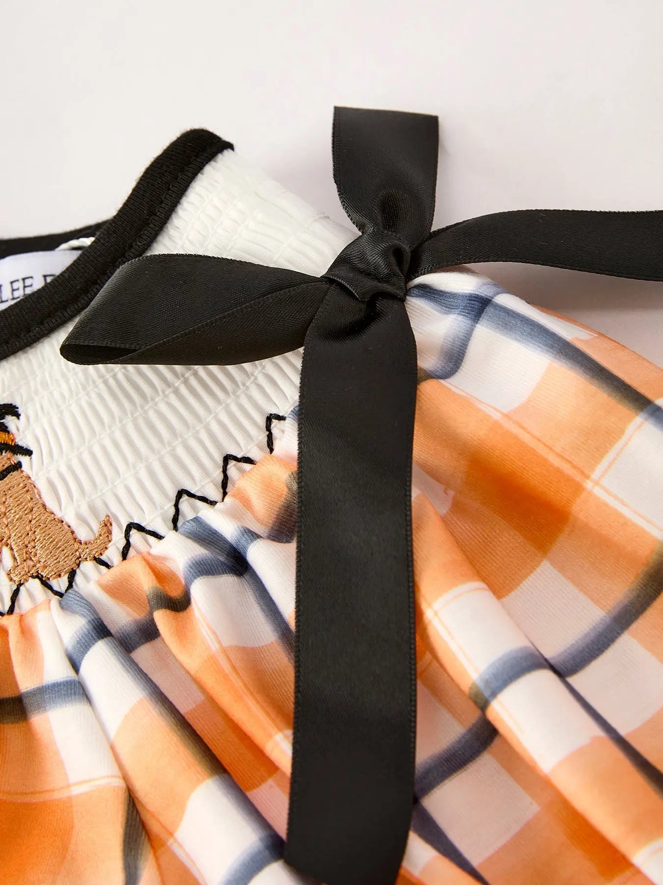 Fall Halloween Orange Embroidery Smocking Girls Dress Rylee Faith Designs