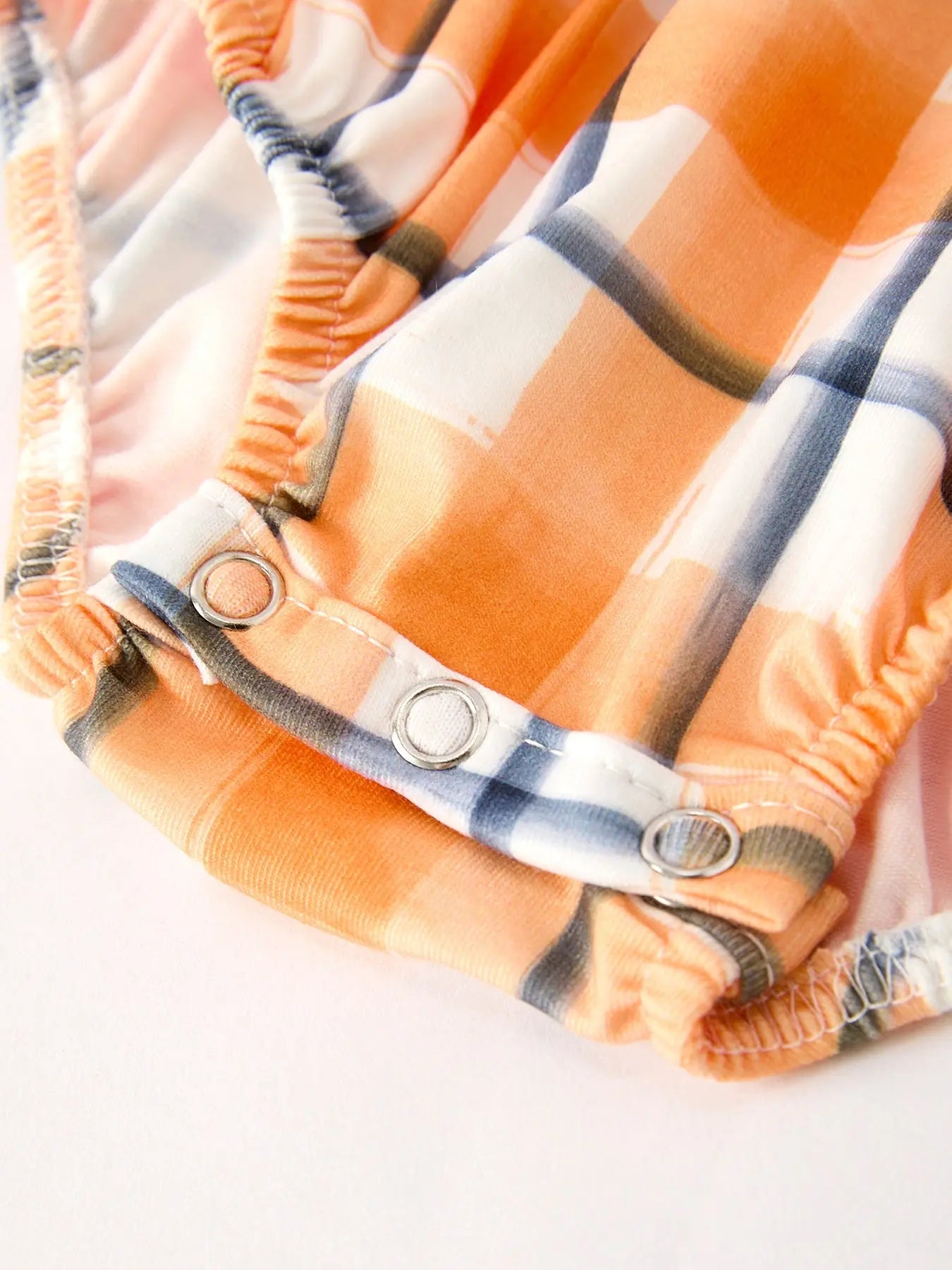 Fall Halloween Orange Embroidery Smocking Plaid Bow Baby Girls Romper Rylee Faith Designs