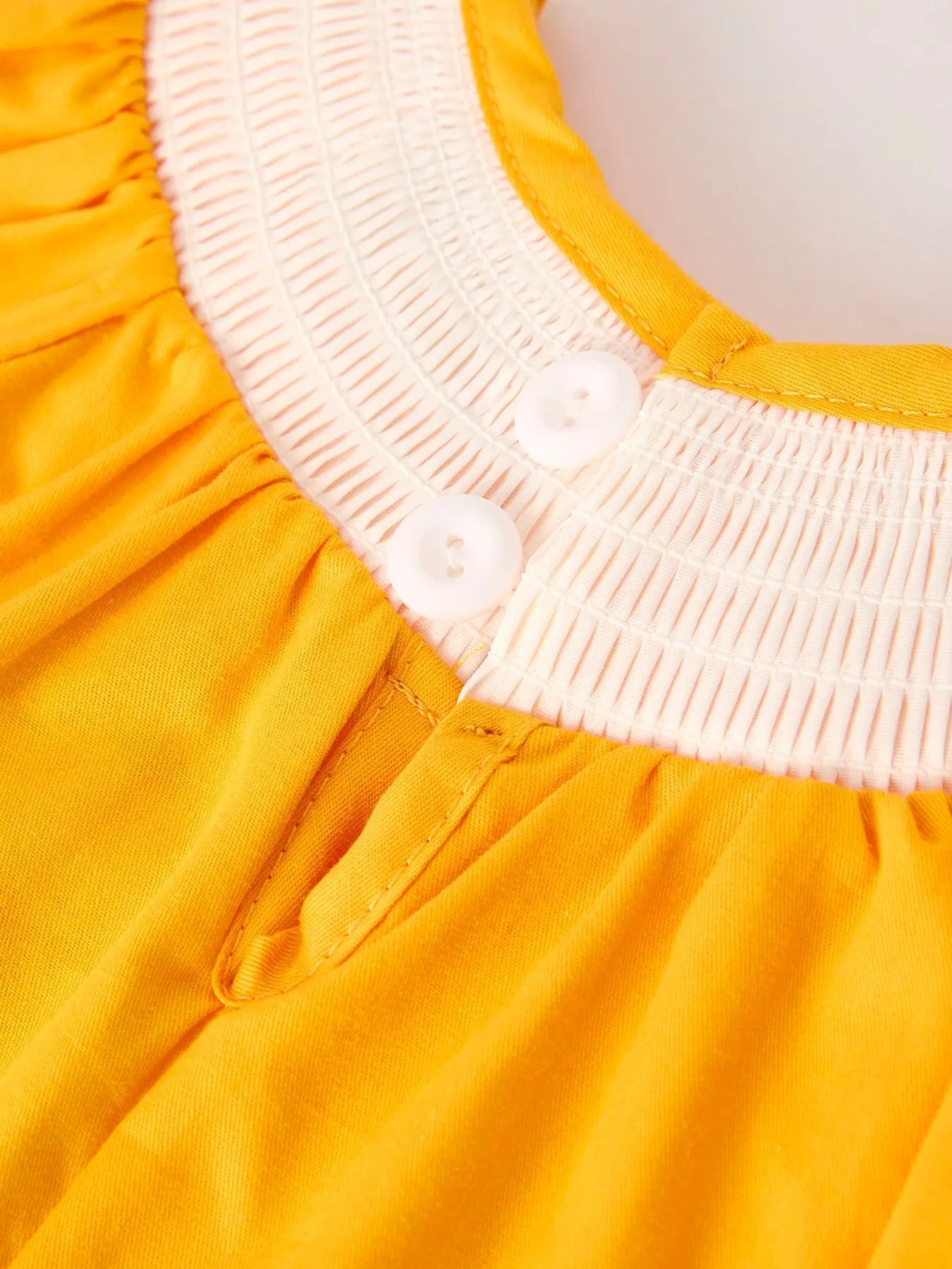Fall Halloween Thanksgiving Turkey Smock Embroidered Yellow Baby Girl Romper Rylee Faith Designs