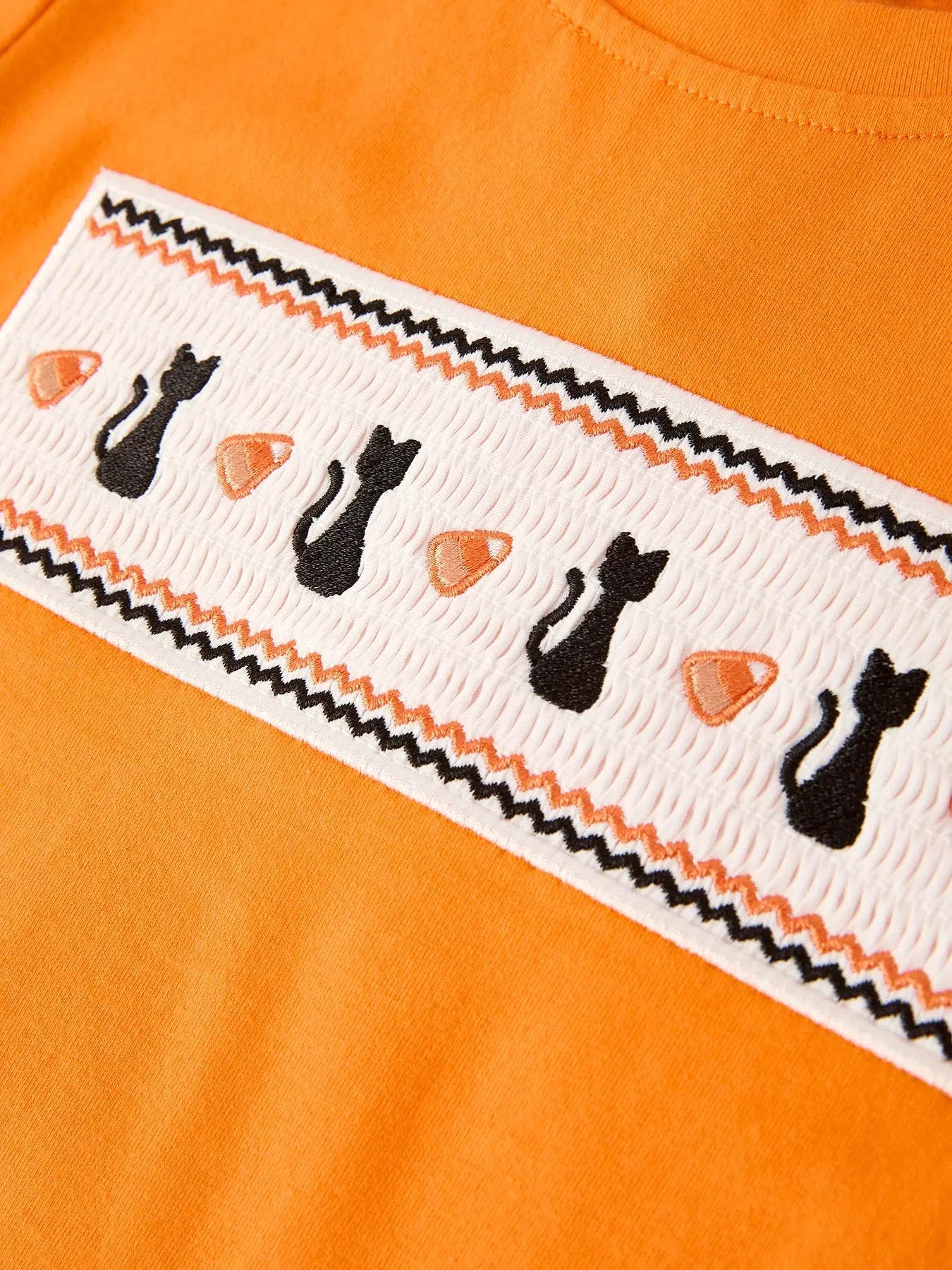 Halloween Striped Boy Set with Cat Smocking Embroidery Perfect for Fall Rylee Faith Designs