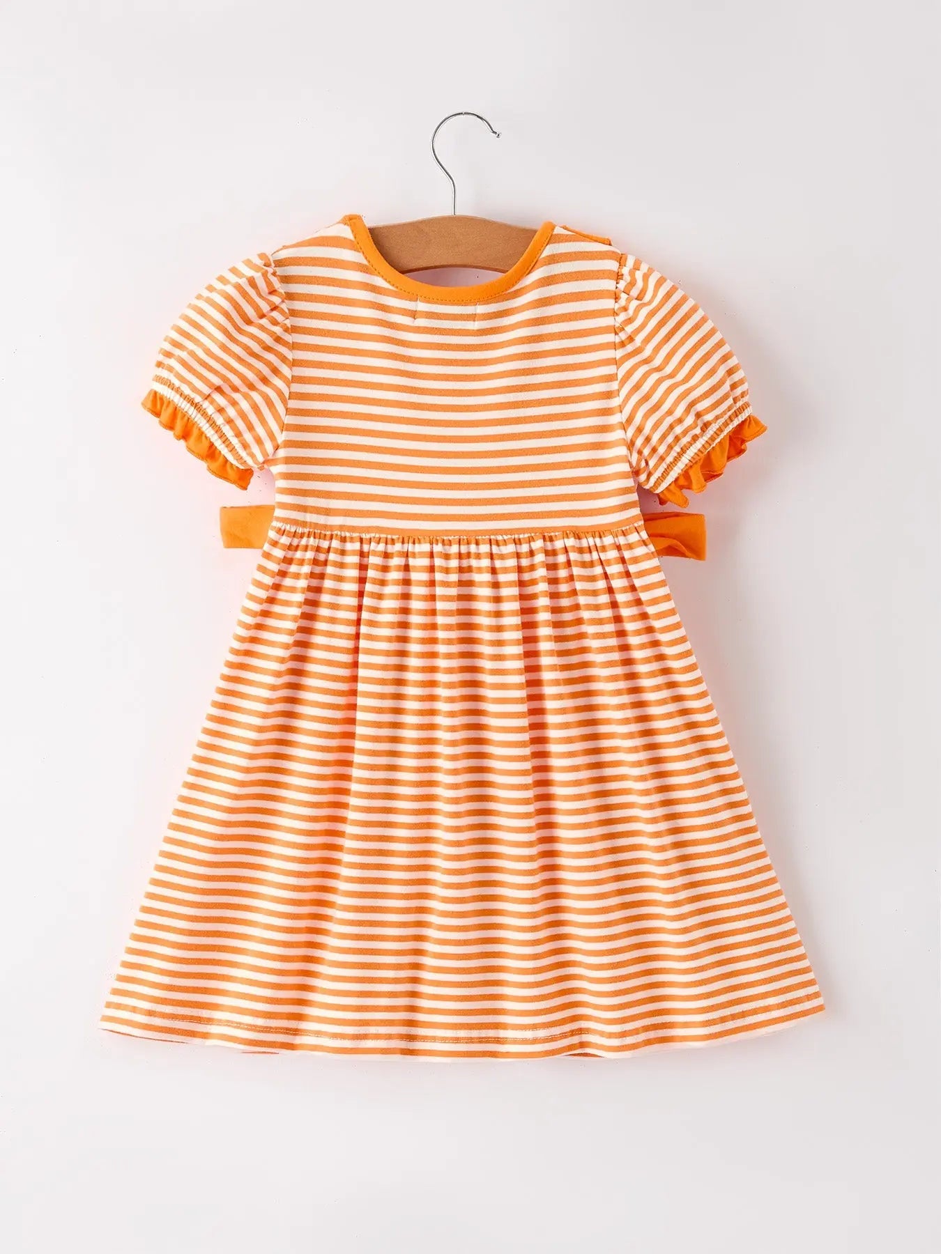 Halloween Striped Dress with Cat Smocking Embroidery Perfect for Fall Rylee Faith Designs