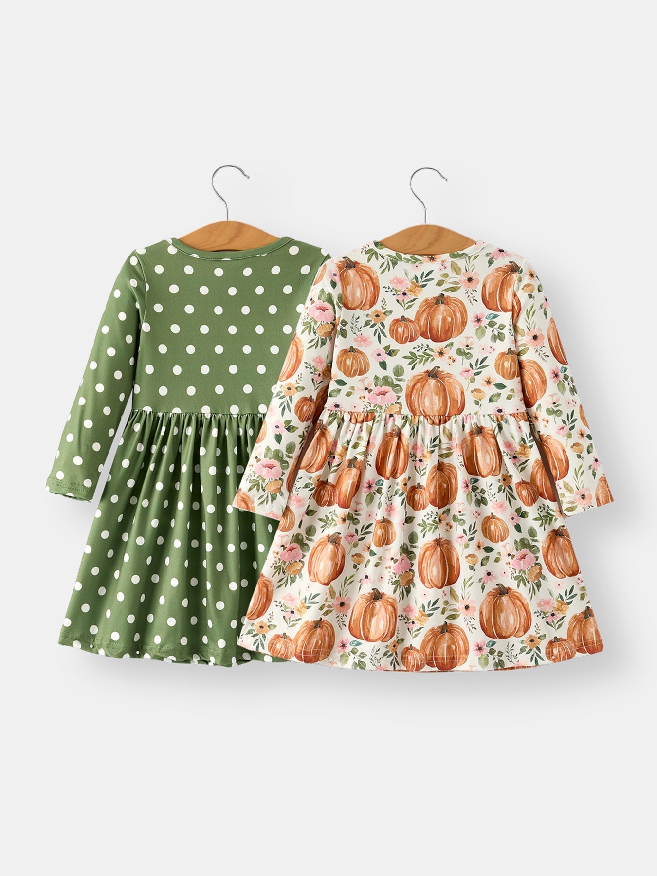 Fall Pumpkin Print Long Sleeve Dress Two Piece Set Festive Rylee Faith Designs Everetts Place: Online Boutique