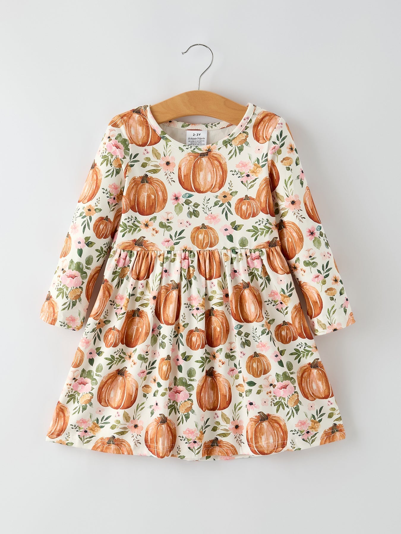 Fall Pumpkin Print Long Sleeve Dress Two Piece Set Festive Rylee Faith Designs Everetts Place: Online Boutique
