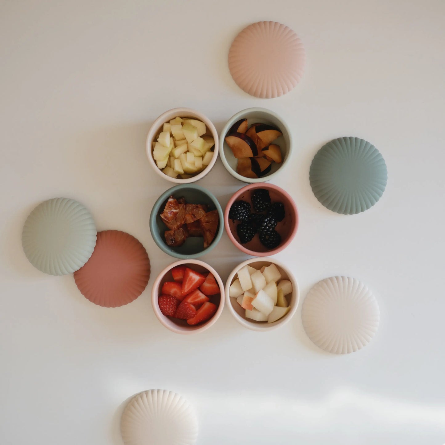Silicone Baby Food Containers Set of 3 with Measurement Markings and Color Coding for Easy Snack Time Organization Mushie