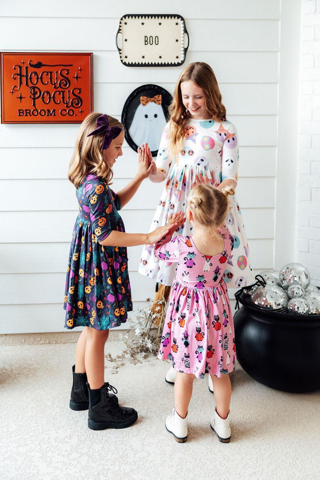Mila & Rose ® Skeleton Web Twirl Dress Toddler Sleeve Pocket Cozy - Apparel & Accessories > Clothing > Dresses Twirl Pocket Dress 3/4
