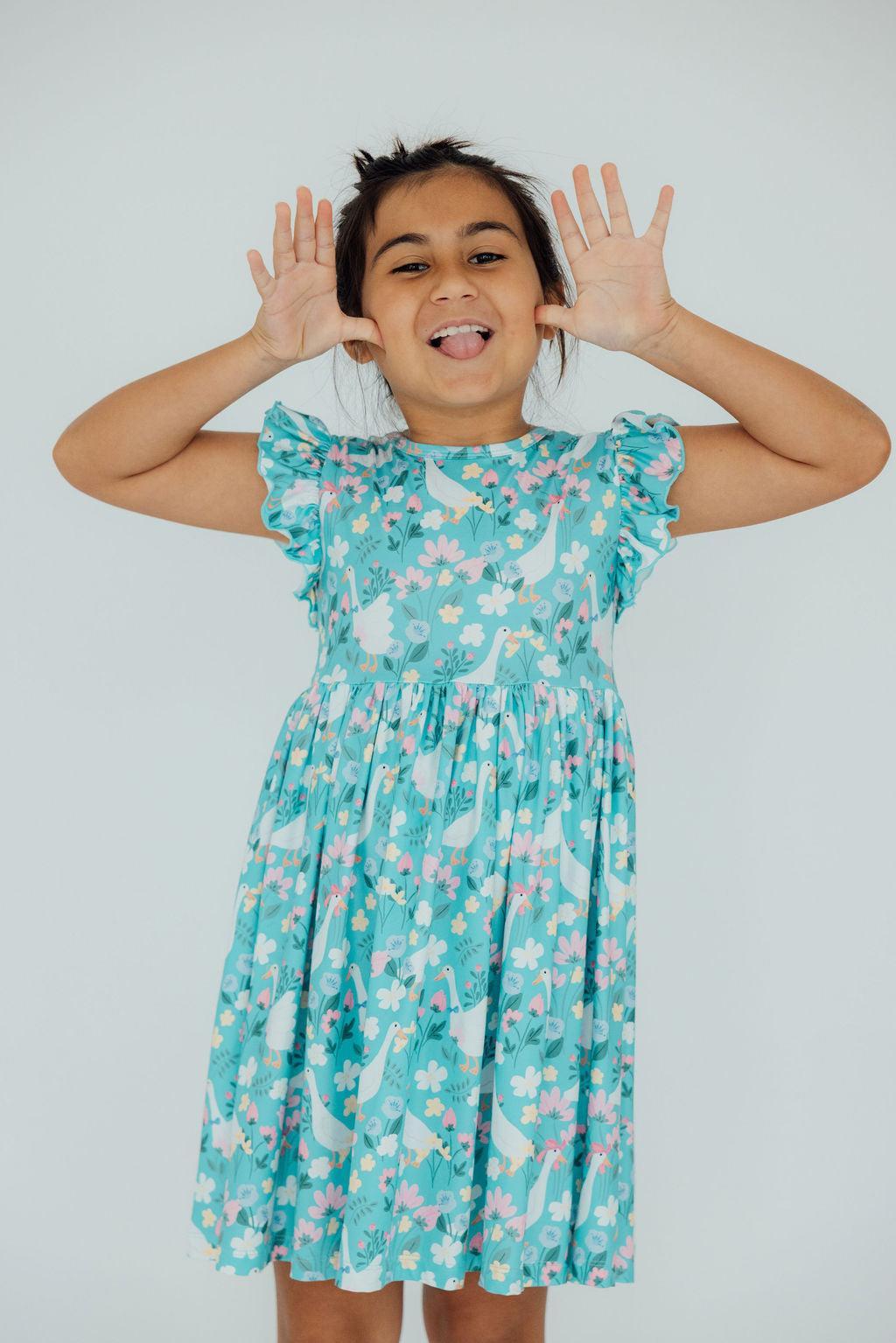 Mila & Rose ® Silly Goose Flutter Sleeve Twirl Dress Toddler Mila Rose - Apparel & Accessories > Clothing > Dresses Twirl Dress Flutter