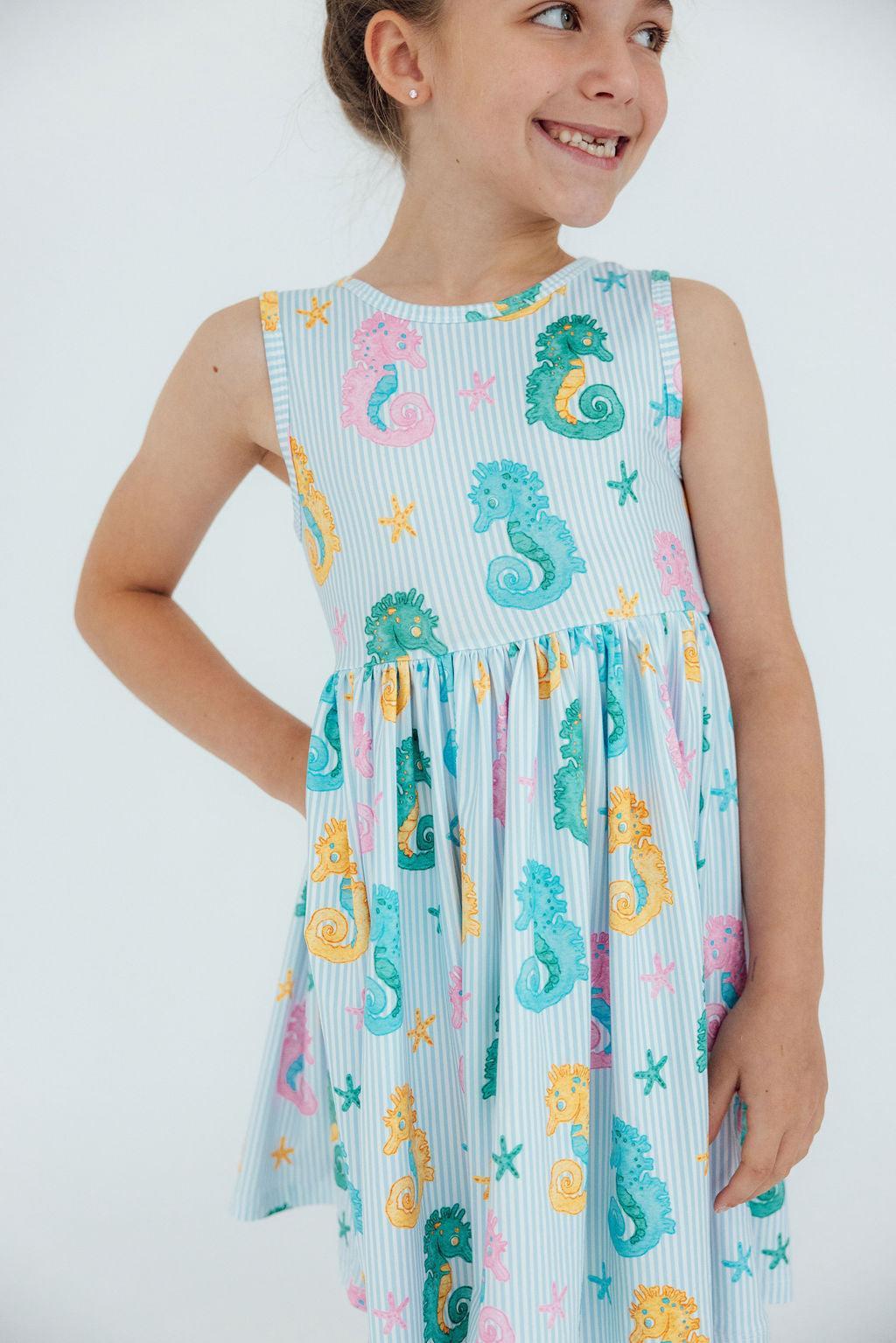 Mila & Rose ® Seahorse Swirl Tank Twirl Dress For Toddler Girls Collection - Apparel & Accessories > Clothing > Dresses Twirl Tank Dress
