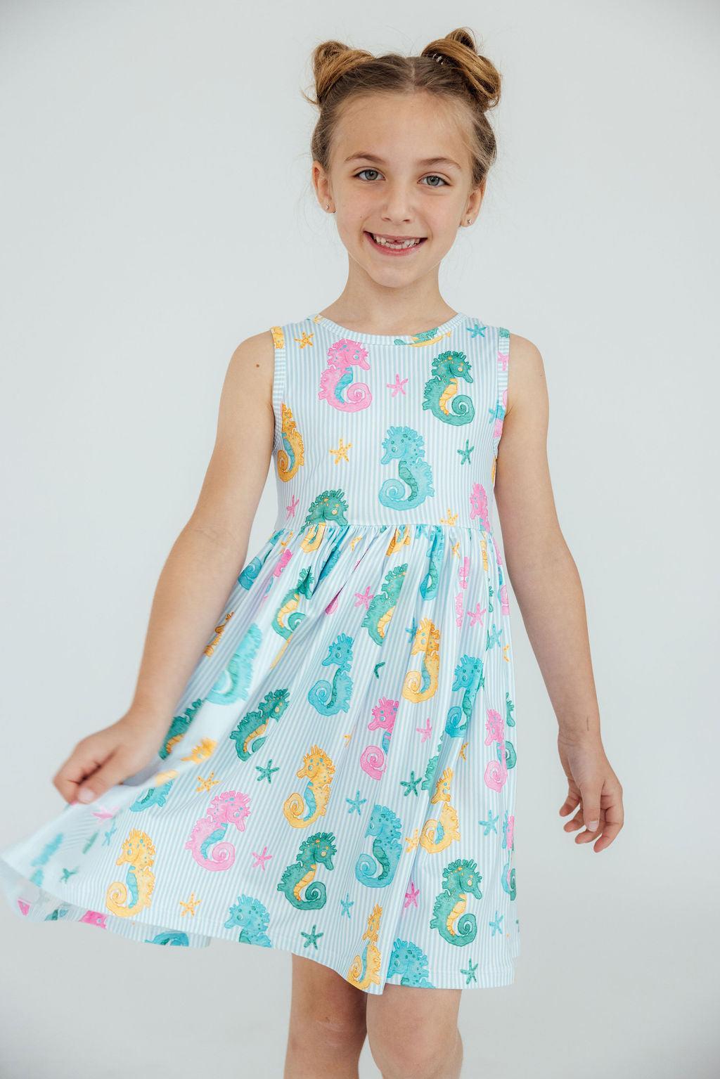 Mila & Rose ® Seahorse Swirl Tank Twirl Dress For Toddler Girls Collection - Apparel & Accessories > Clothing > Dresses Twirl Tank Dress
