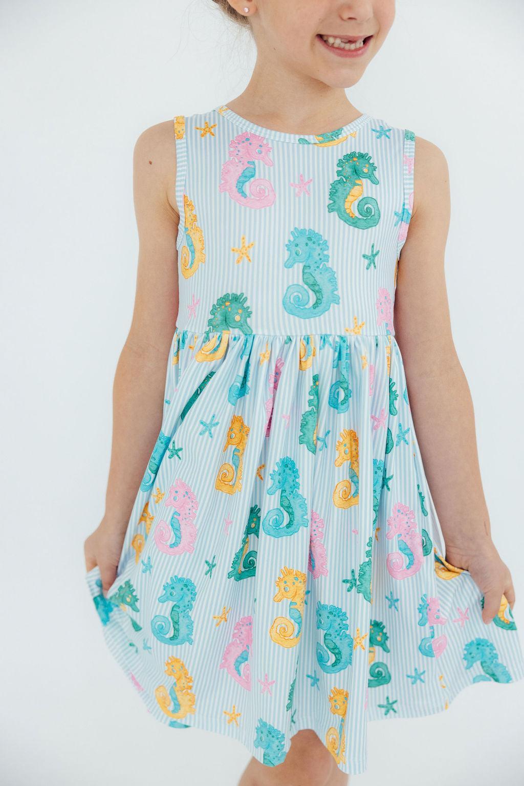 Mila & Rose ® Seahorse Swirl Tank Twirl Dress For Toddler Girls Collection - Apparel & Accessories > Clothing > Dresses Twirl Tank Dress