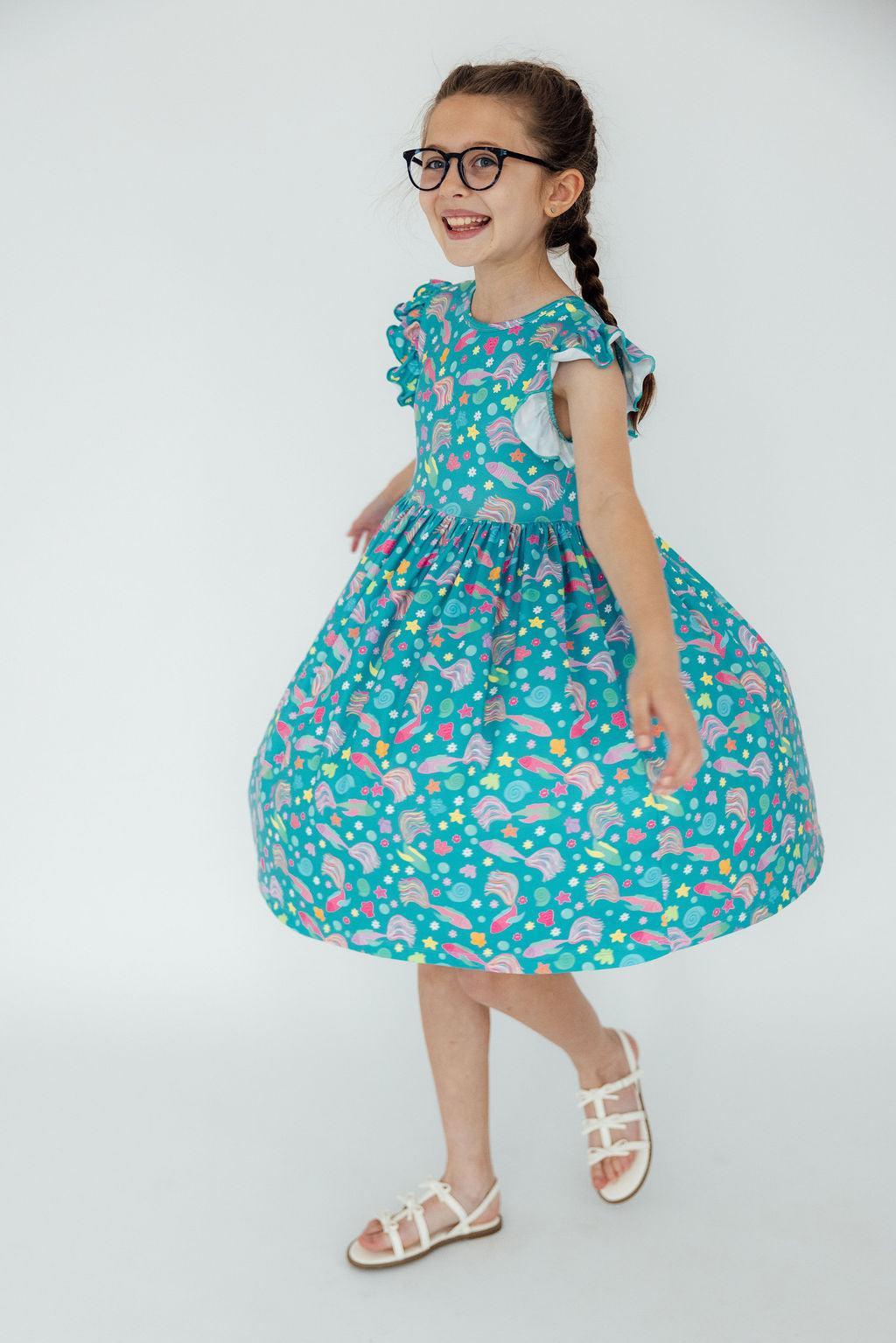 Mila & Rose ® Betta Blooms Flutter Sleeve Twirl Dress Mila And Rose - Apparel & Accessories > Clothing > Dresses Twirl Dress Flutter