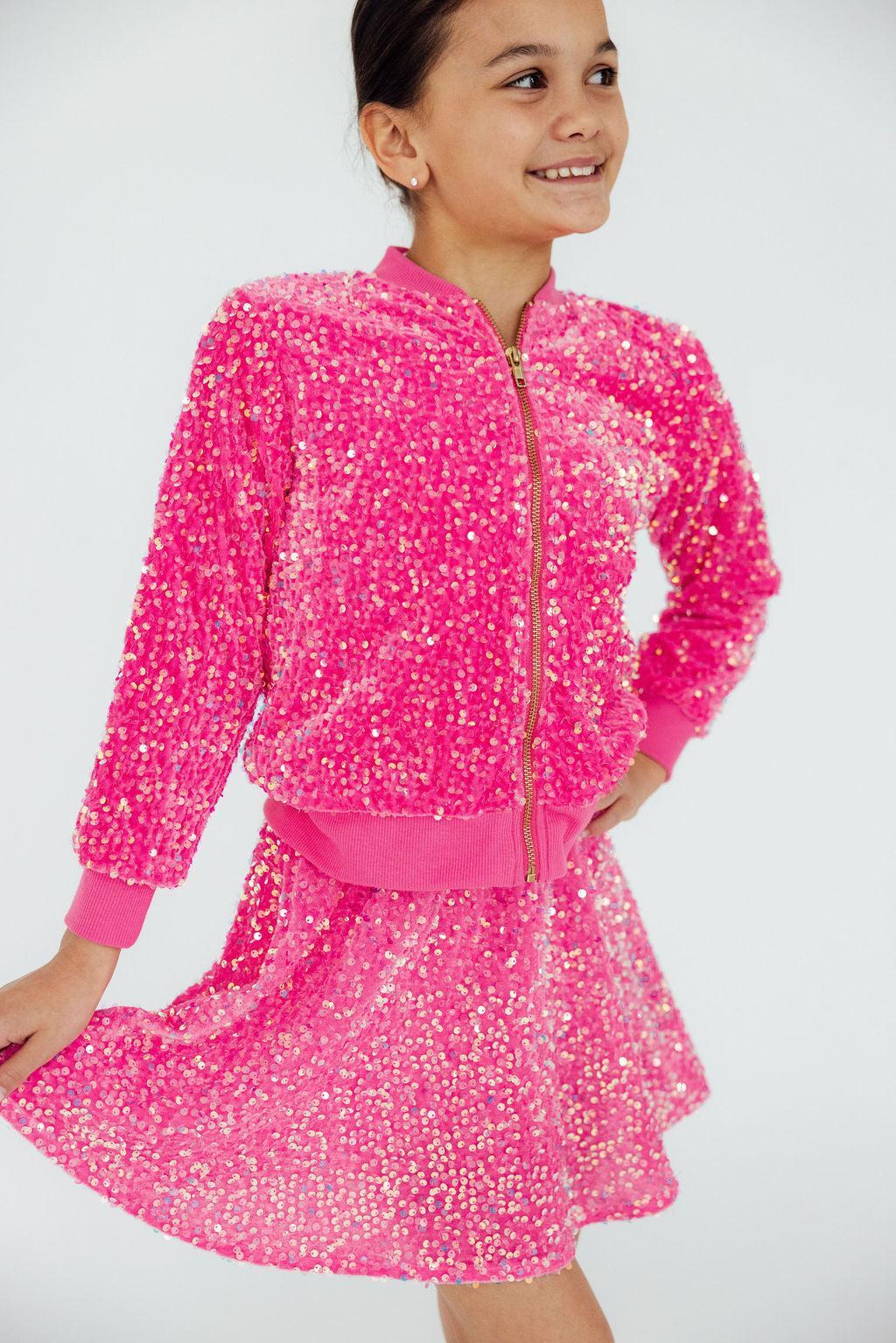 Mila & Rose ® Pink Velvet Sequin Jacket for Little Girls by Mila Rose - Apparel & Accessories > Clothing > Outerwear > Coats & Jackets Sequin Jacket