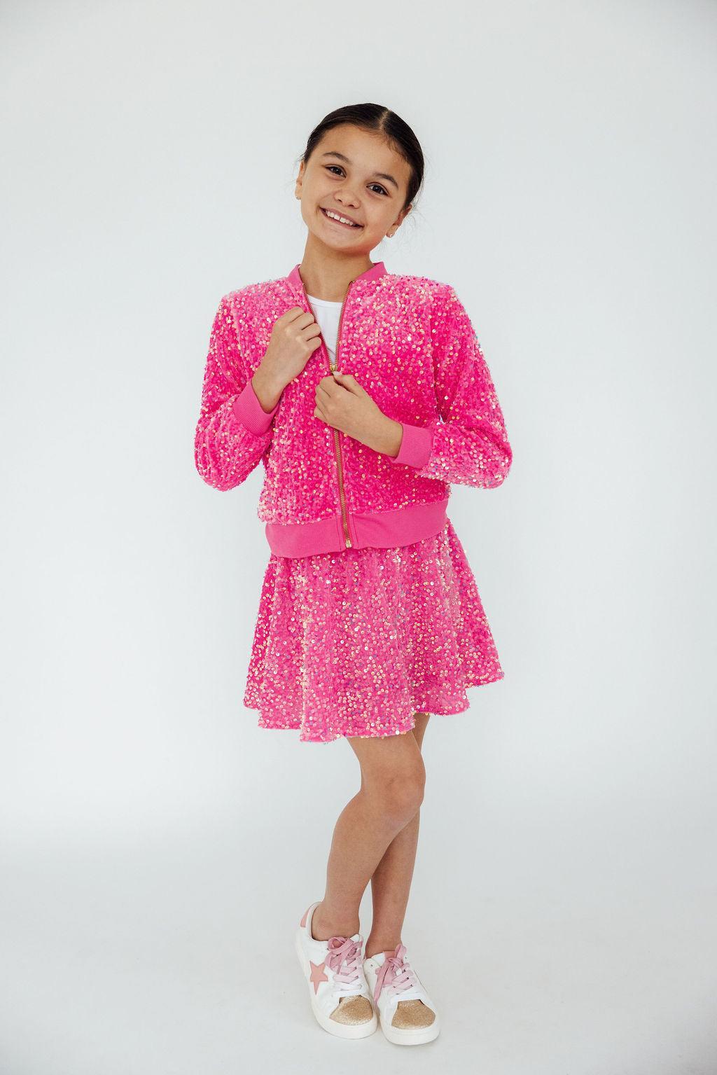 Mila & Rose ® Pink Velvet Sequin Jacket for Little Girls by Mila Rose - Apparel & Accessories > Clothing > Outerwear > Coats & Jackets Sequin Jacket
