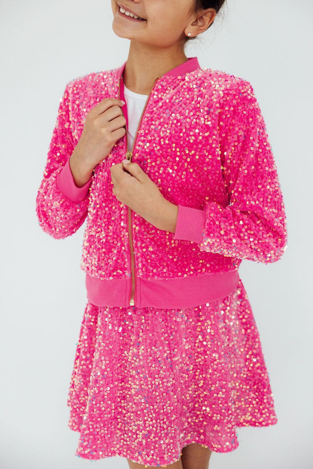 Mila & Rose ® Pink Velvet Sequin Jacket for Little Girls by Mila Rose - Apparel & Accessories > Clothing > Outerwear > Coats & Jackets Sequin Jacket